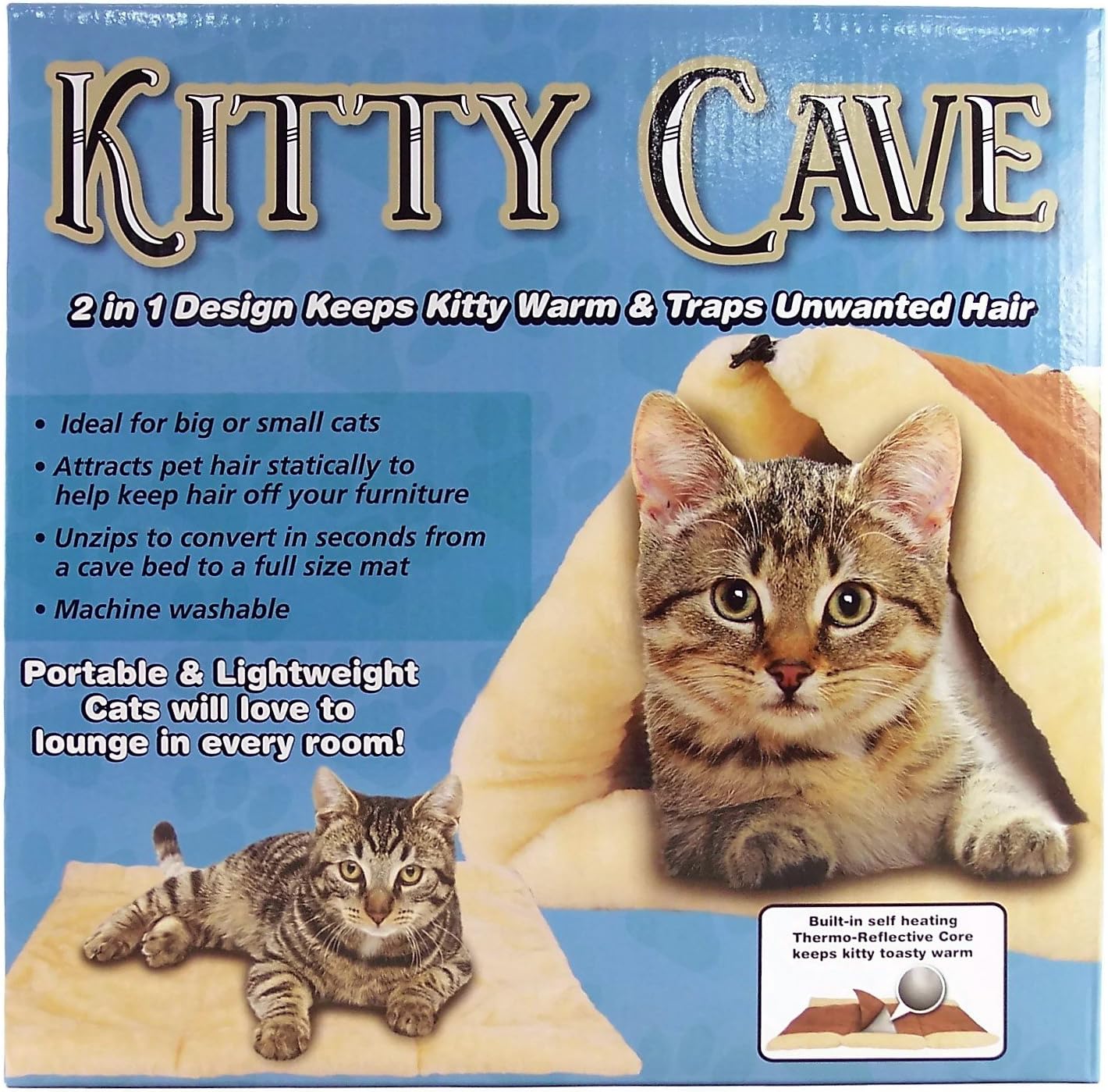 Kitty Cave 2 in 1 Fleece Tunnel or Mat Measures 36" x 23" Flat Color is Brown and Tan