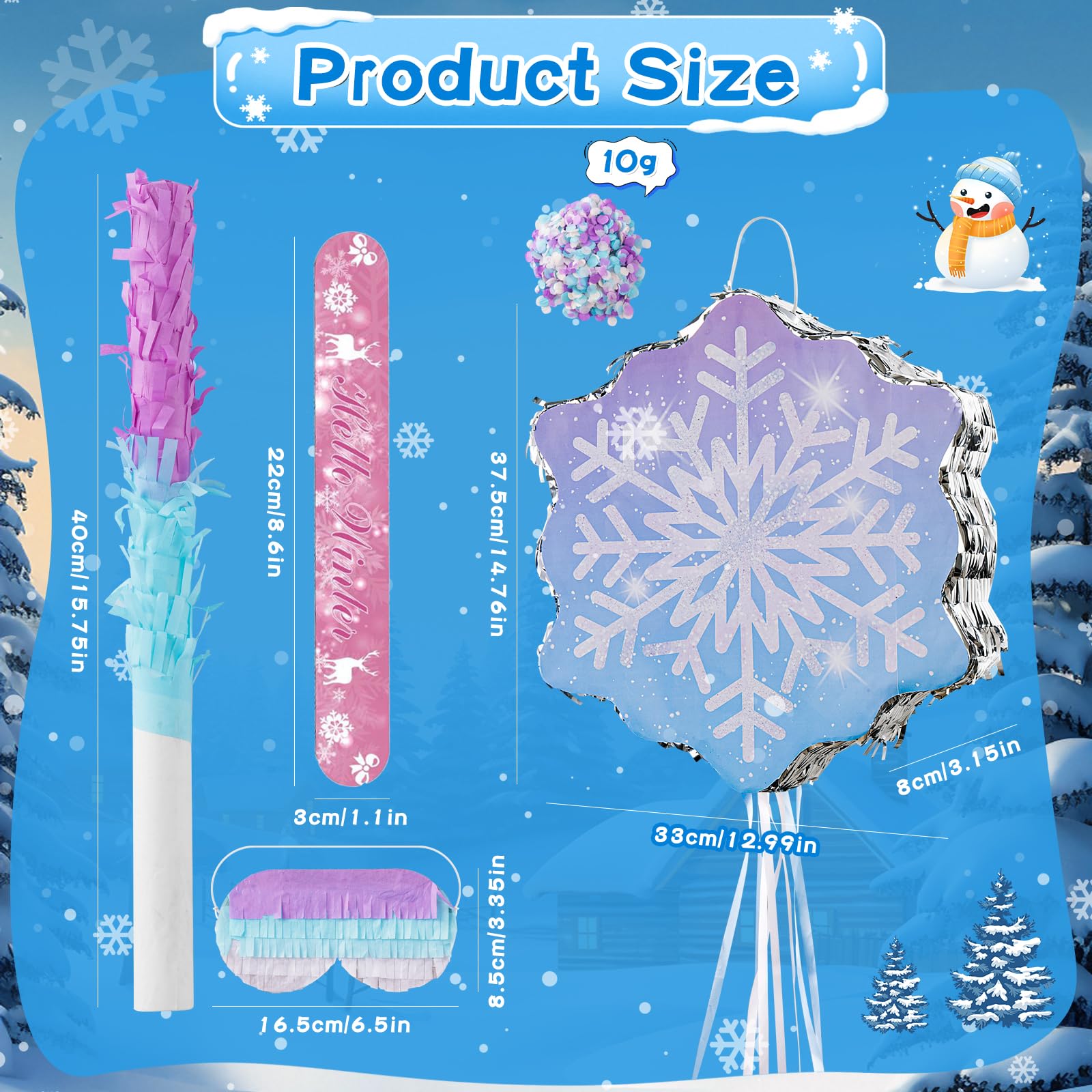 WINTS Snowflake Pinata,Winter Piñata with Blindfold Perfect for Frozen Birthday Party,Winter Snowflake Party Decorations(14.76 × 12.99× 3.15in)