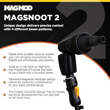 MagMod MagSnoot 2 Light Modifier, Photography Lighting Flash Modifier | Magnetic Snoot Attachment, Focused Spot of Light, New and Improved Features, Lightweight Light Control, Quick Setup