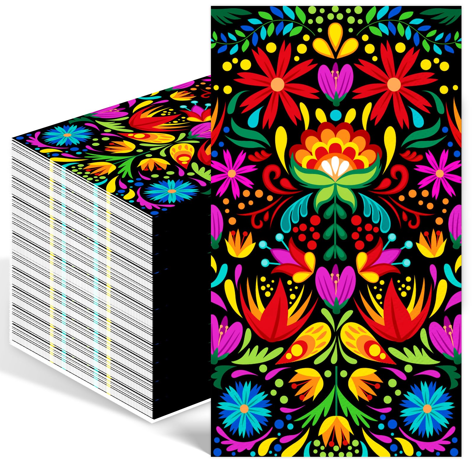 Photo 1 of 100PCS Mexican Fiesta Paper Napkins Disposable Hand Towels for Bathroom 3 Ply Cinco De Mayo Guest Napkins Decorative Mandala Flower Dinner Napkins for Wedding Birthday Mexico Taco Party Supplies