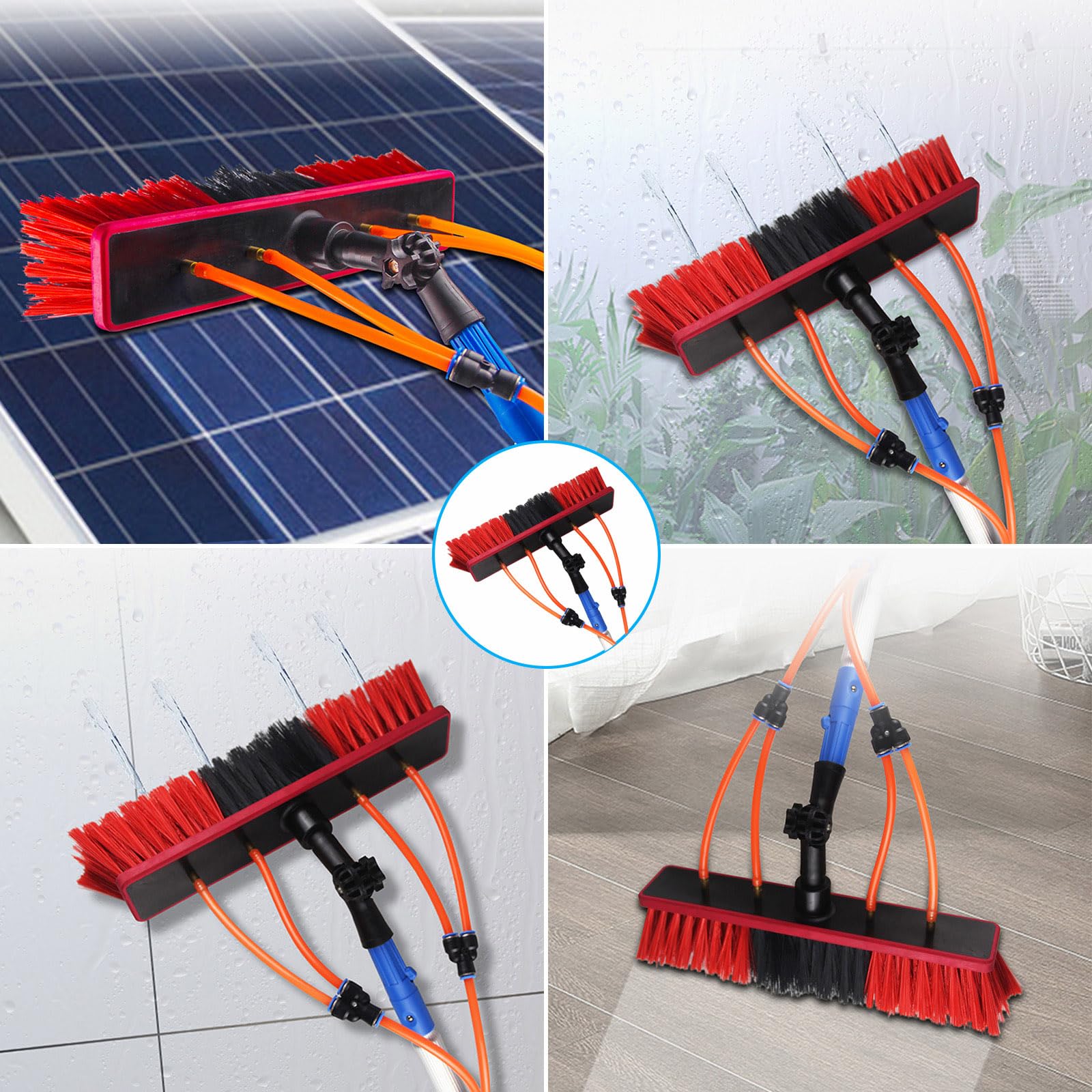 Kit de Barra cópica para Limpieza de Ventanas con Cepillo Alimentado por Agua: Limpiador de Paneles solares Extensible para techos de Invernadero y Limpieza sin Marc