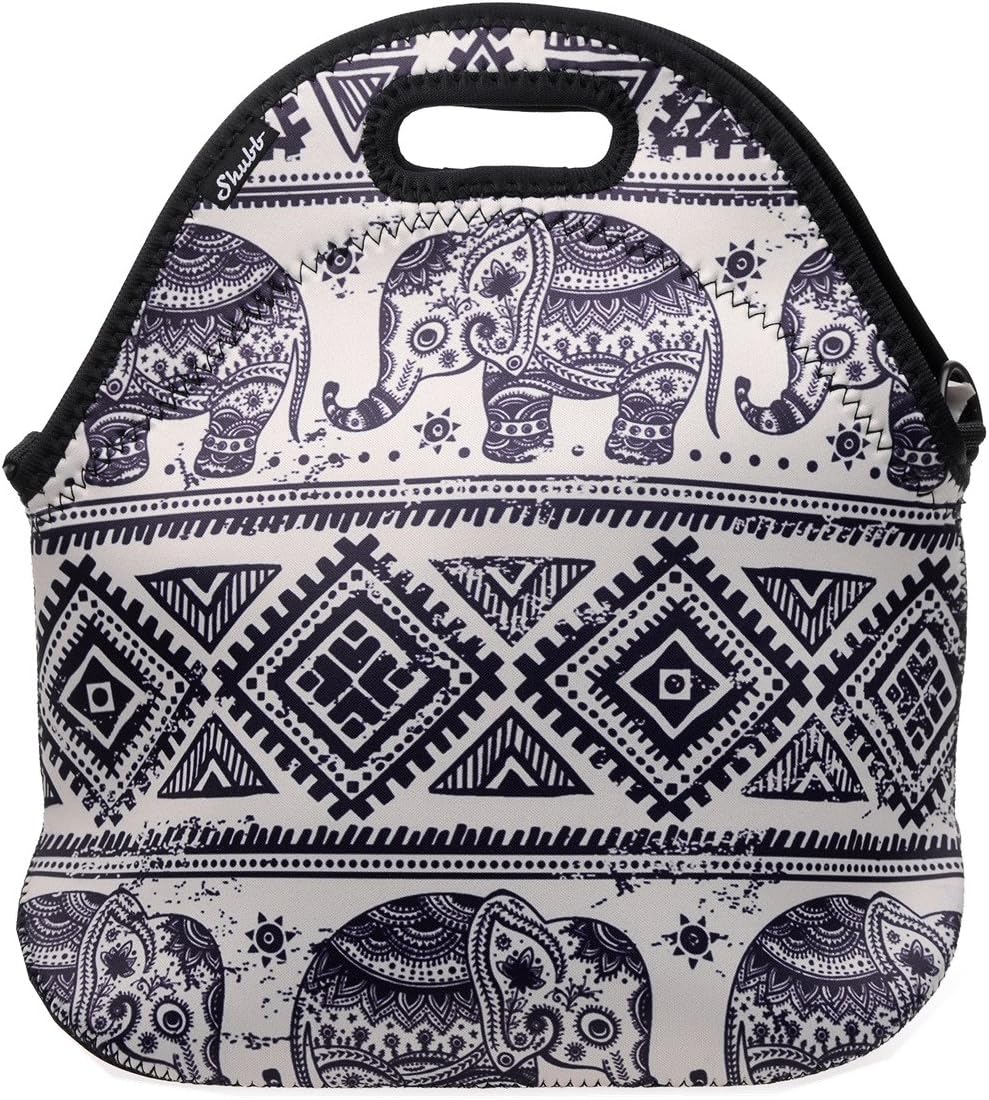 Shubb Lunch Bags, Insulated Lunch Bag, Neoprene Lunch Tote Boxes for Women Men Kids Boys Girls (Elephant)