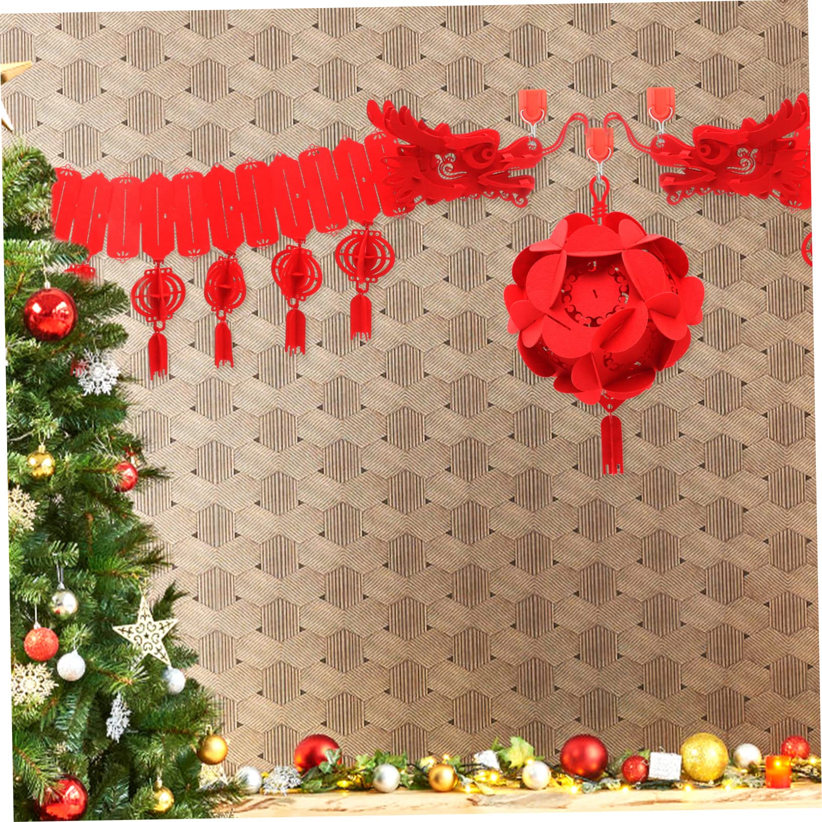 TOPBATHY 2 Sätze Chinesische Neujahrsdekoration deckenverkleidung Living Room Decoration rote Girlande Frühlingsfest Szene Anhänger hochzeitsdeko Frühlingsfest-Drachen-Anhänger Vlies