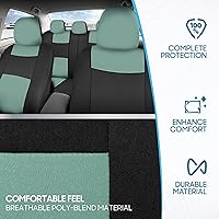 Vista 5 de BDK PolyPro - Juego completo de fundas de asiento de auto en menta sobre negro – Fundas de asiento delantero y trasero divididas para auto