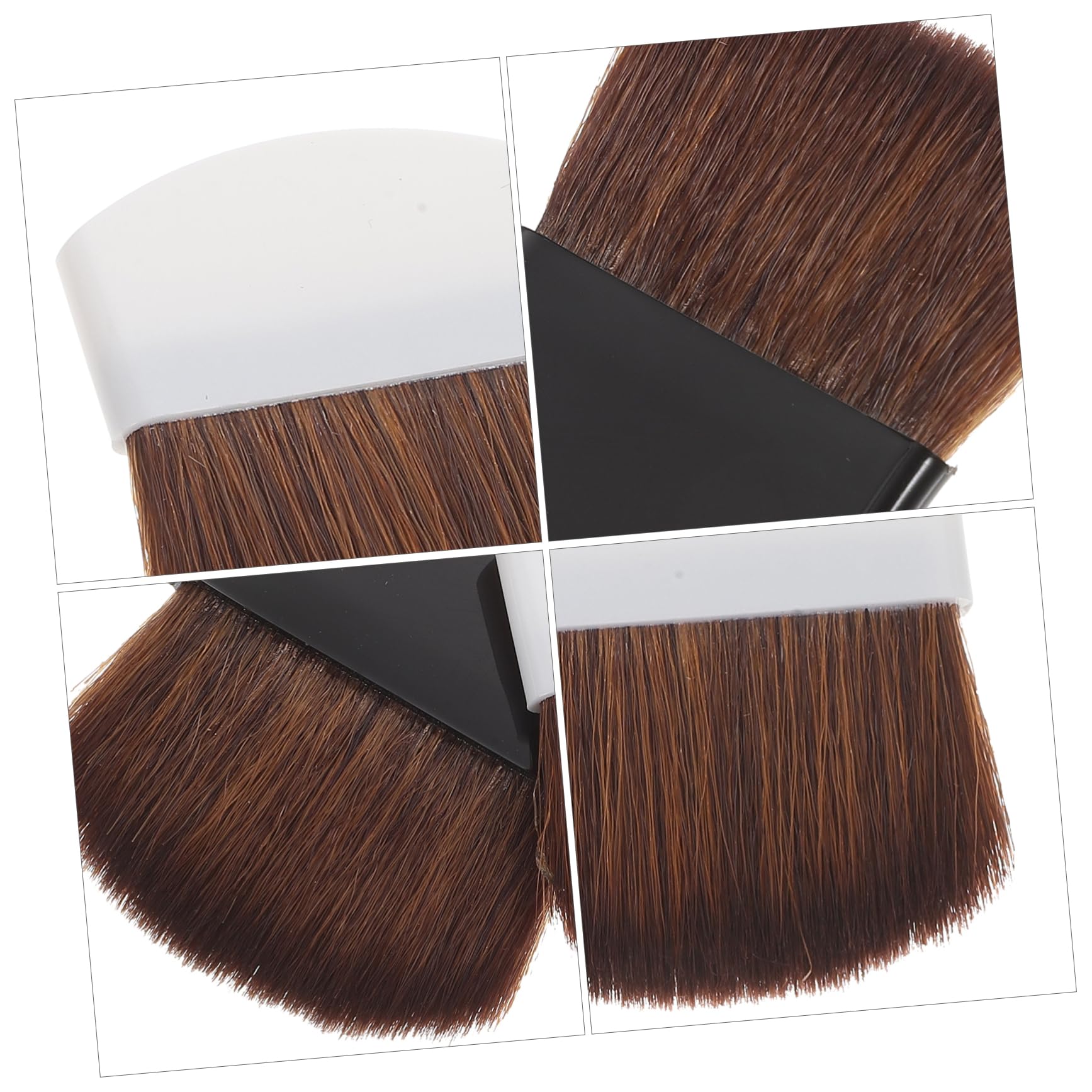Pennello Blush Professionale 2 Pezzi Morbido e Portatile in Plastica Setole di Cavallo, Pennello Fondotinta Bianco e Nero per Make-up Viso