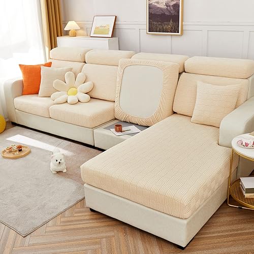 Miniatura 7 de EURHOWING Fundas de cojín elásticas universales para sofá modular en forma de L, funda de sofá seccional, funda suave de repuesto para sofá en forma