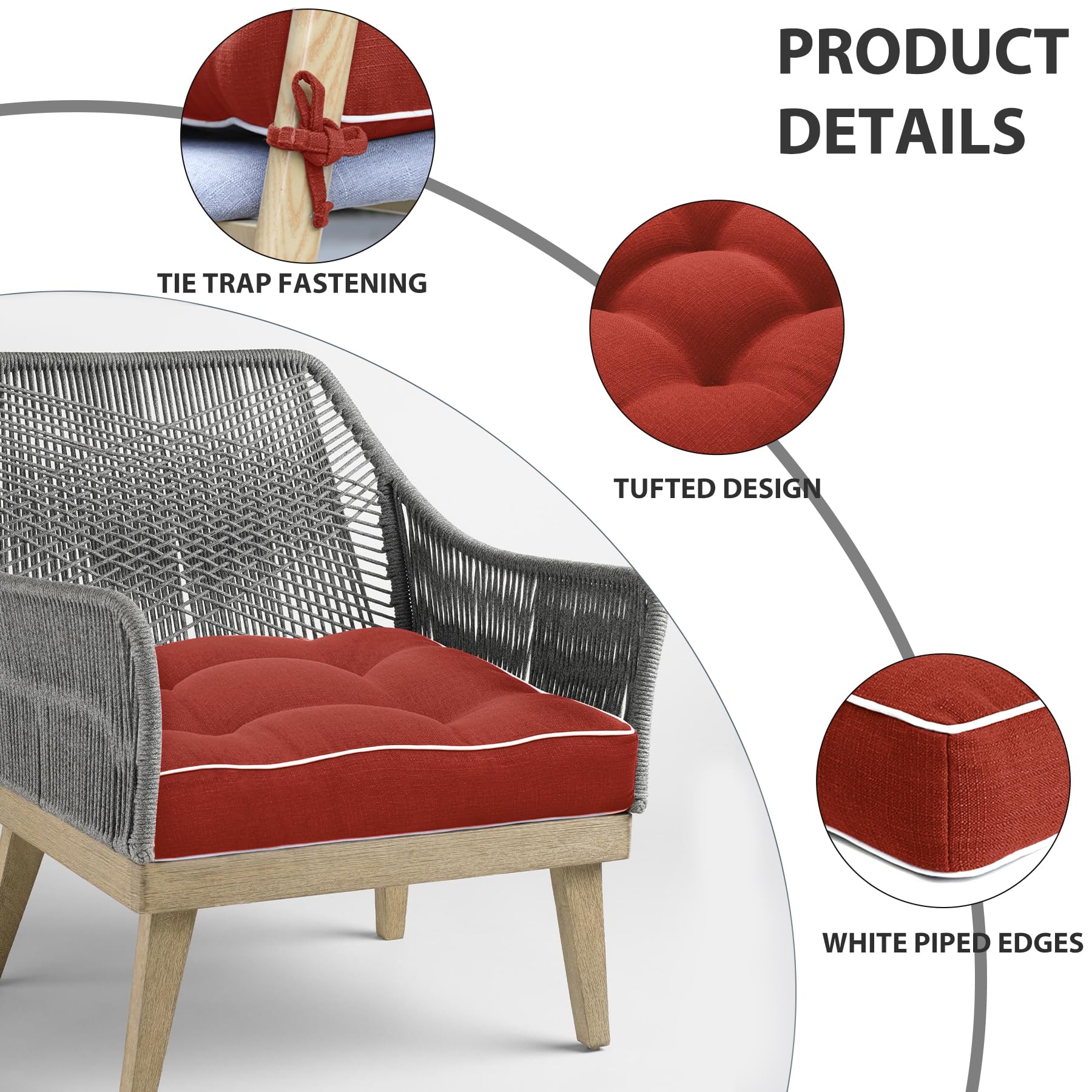 Lot De 2 Coussins De Chaise D'extérieur - 42x43 Cm - Imperméables, Mousse Mémoire - Pour Terrasse, Jardin, Intérieur - Gris Clair