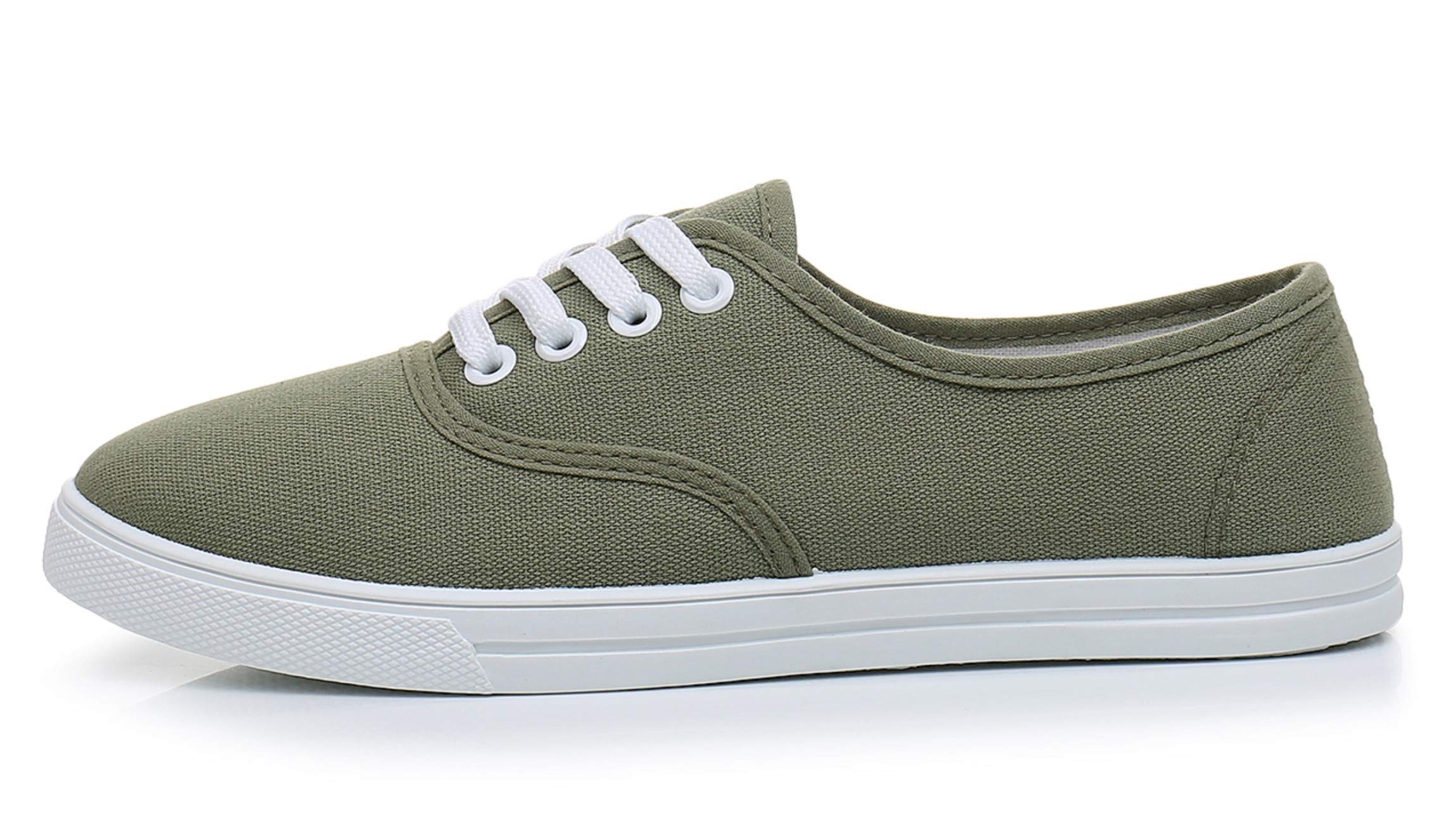 VenusCelia Tenis de lona arcoíris para mujer con cordones, verde (Oliva/pétalos de pincel.), 35.5 EU