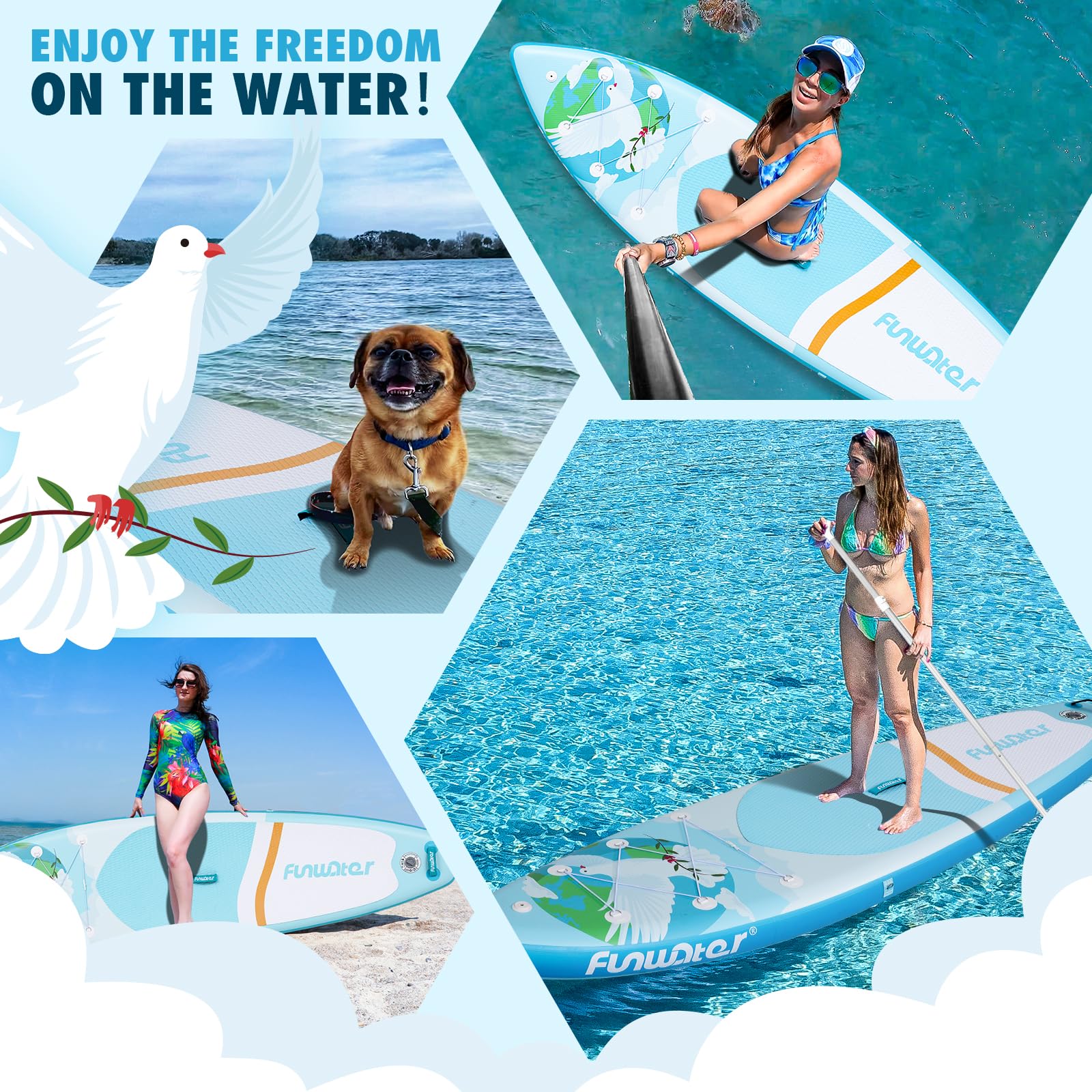 FunWater Planche Sup Gonflable 2 Personnes Famille Débutants Set Complet Soudure Thermique Durable & Sécurisé