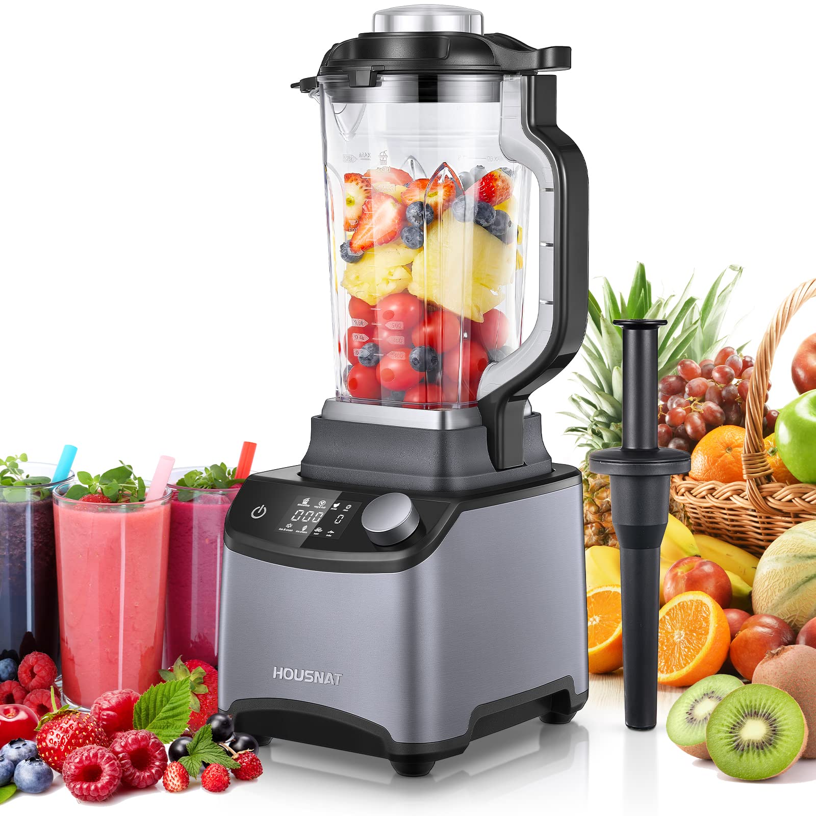 Photo 1 of Professional Countertop Blenders for Kitchen, Housnat 2200W Max High Power Commercial Blender with LED Display, 8 Preset Programs, 8 Adjustable Speed, Blender for Shakes and Smoothies, Frozen Fruit, Crushing Ice, Veggies