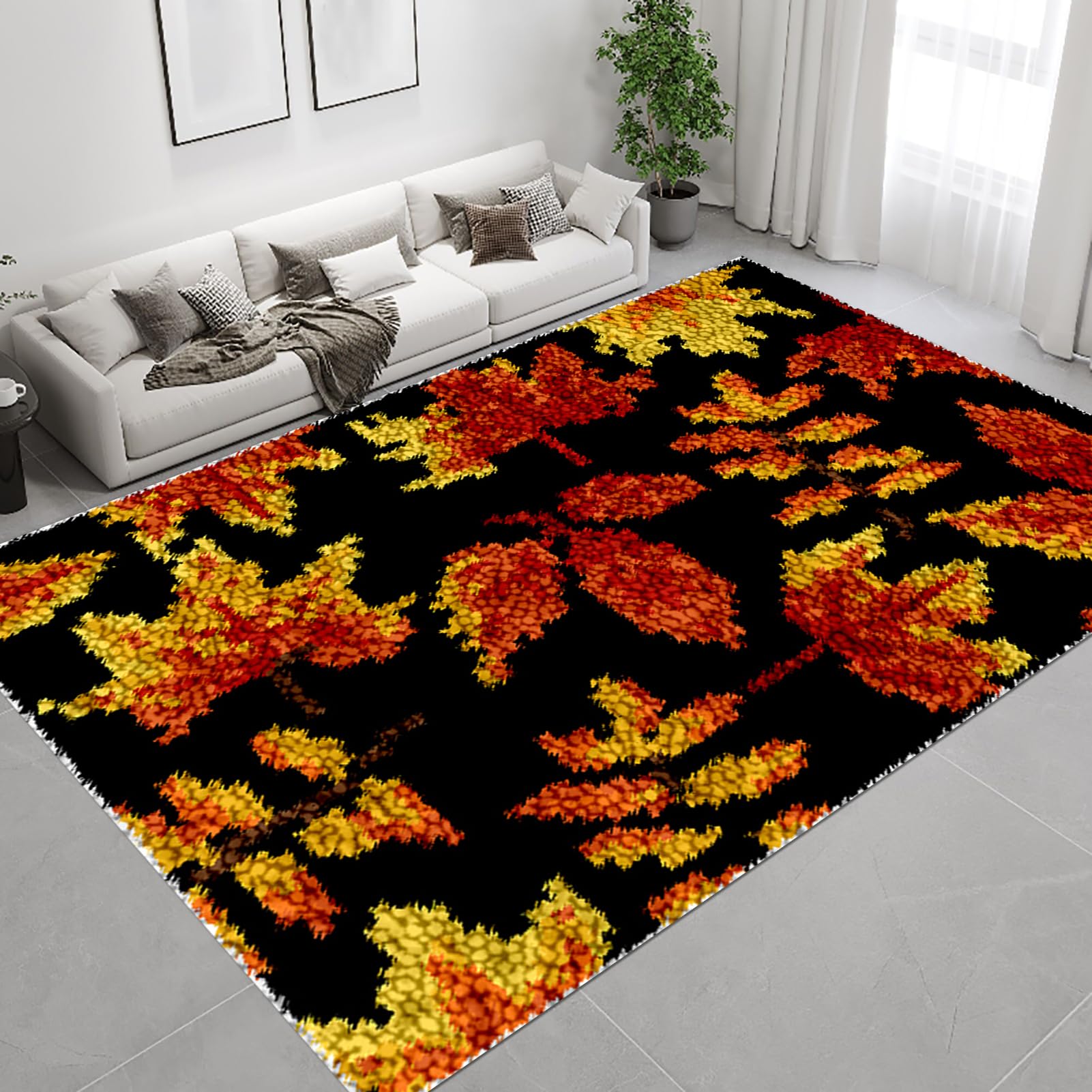 QUIYAEZY 130 x 150 cm zestaw haczyków zamykających zestawy do szycia gobeliny zestaw szydełkowy dla dorosłych początkujący duży haft zestawy dywaniki