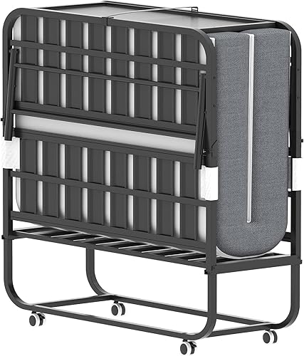 Miniatura 9 de Cama plegable, camas plegables de 75 x 38 pulgadas para adultos, camas plegables portátiles para invitados, cama plegable de metal que ahorra