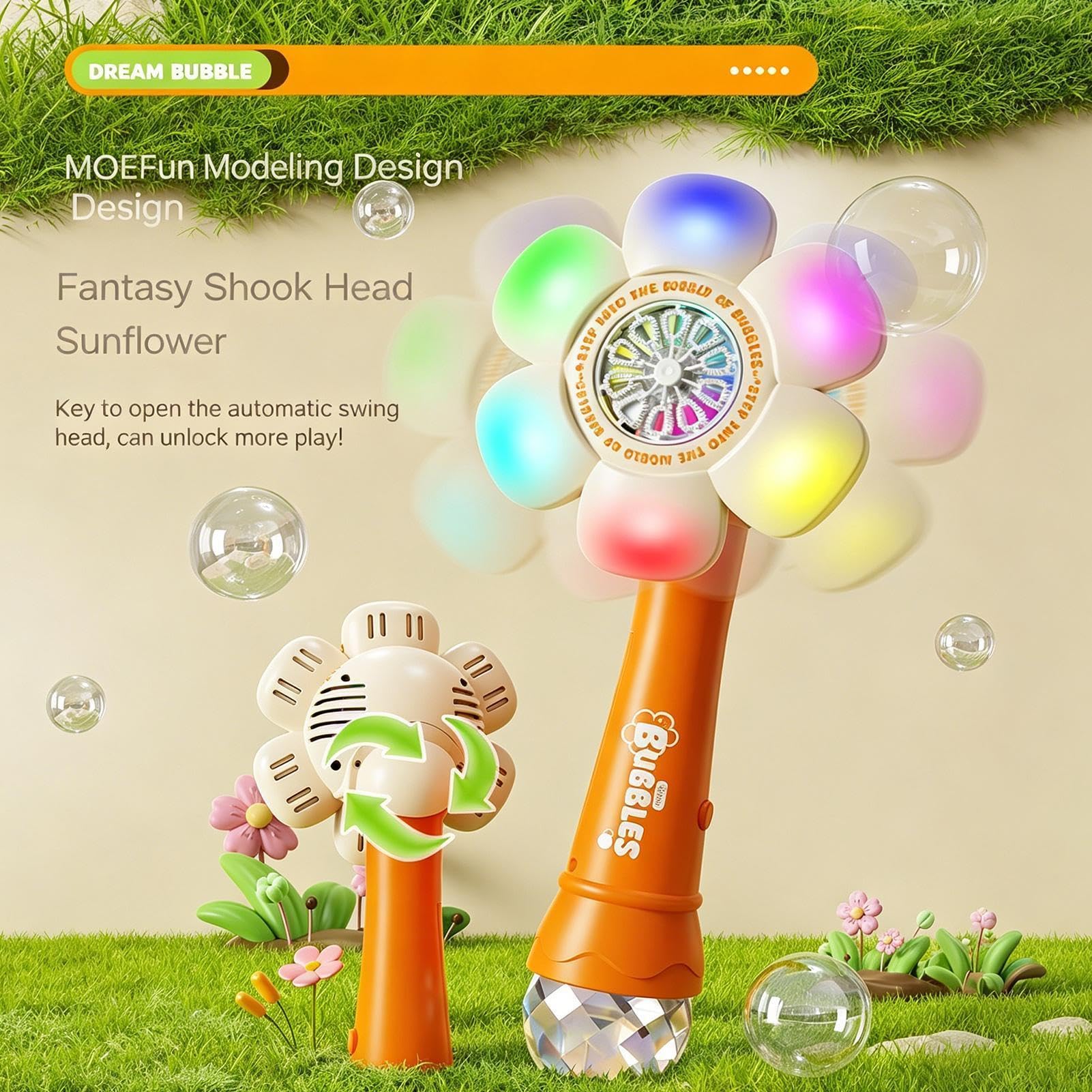Macchina per bolle di fiori Giocattolo portatile automatico a LED portatile