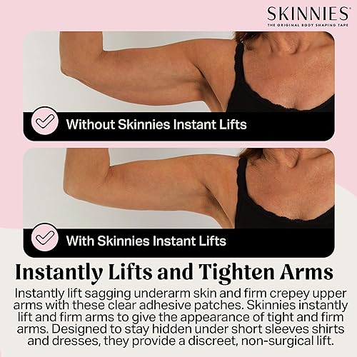 Miniatura 2 de Skinnies - Cinta de brazo patentada y fabricada en Estados Unidos, cinta de levantamiento de brazos para brazos flácidos, invisible y resistente al