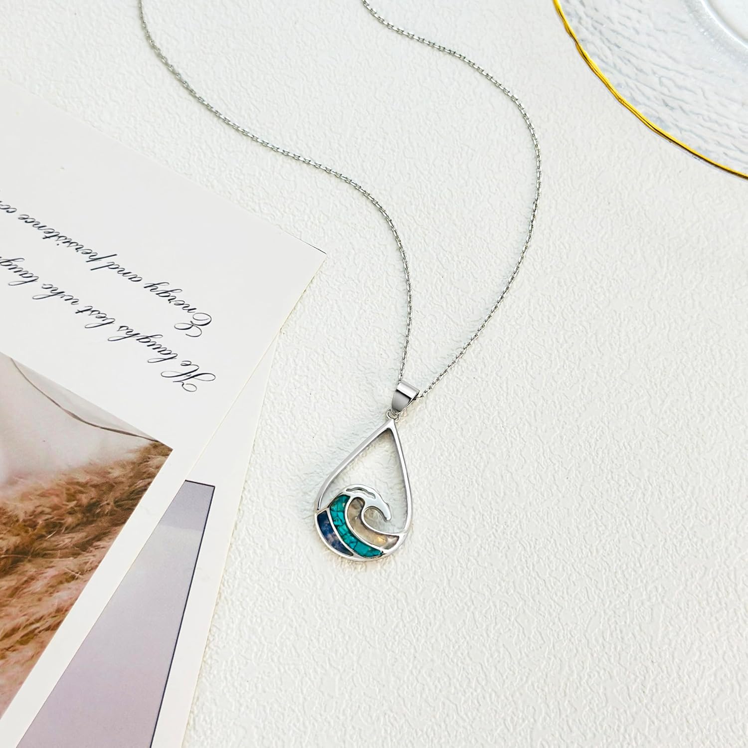 Beach Necklace Palm Tree Necklaces/Moss Agate Mushroom/Starfish/Octopus/Turtle/Wave Ocean Jewelry Gifts for Women