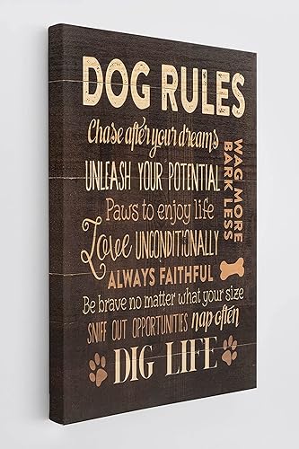 BXFAHZJ Dog Rules - Lienzo decorativo para pared, diseño de perro divertido de 11 x 14 pulgadas, decoración para habitación de perro, hogar,