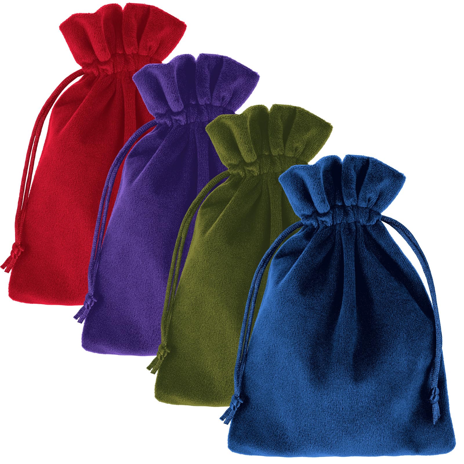4pcs 7.08 X 5.11inch Velvet Gift Bags Soft Velvet Bags with Drawstrings,Dice Bag Small Drawstring Pouch for Tarot Rune Jewelry Crystal(4 Colors) — image 1