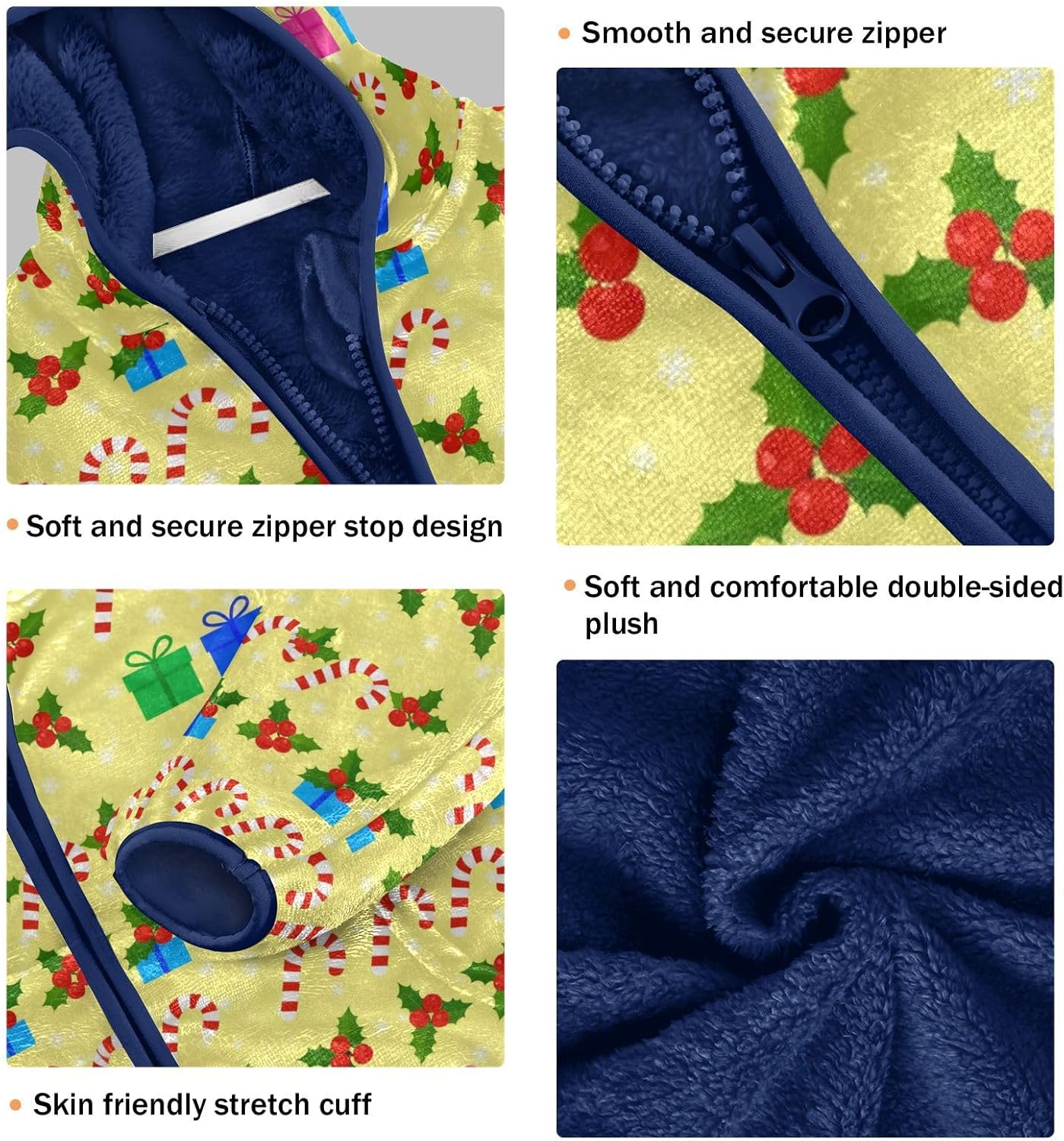 Christmas Candy and Holly Toddler Winter Jackets Outerwear Baby Boys Fall Fleece Jacket 3T