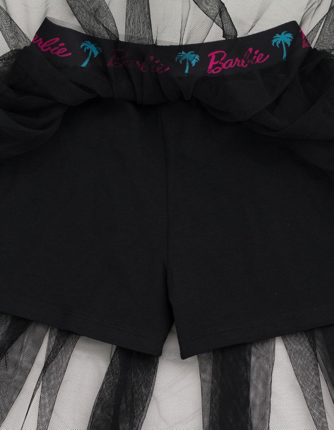 Barbie Girls Boxy Drop Shoulder T-Shirt and Mesh Tulle Skort Toddler to Big Kid Sizes (2T - 14-16) - Image 6