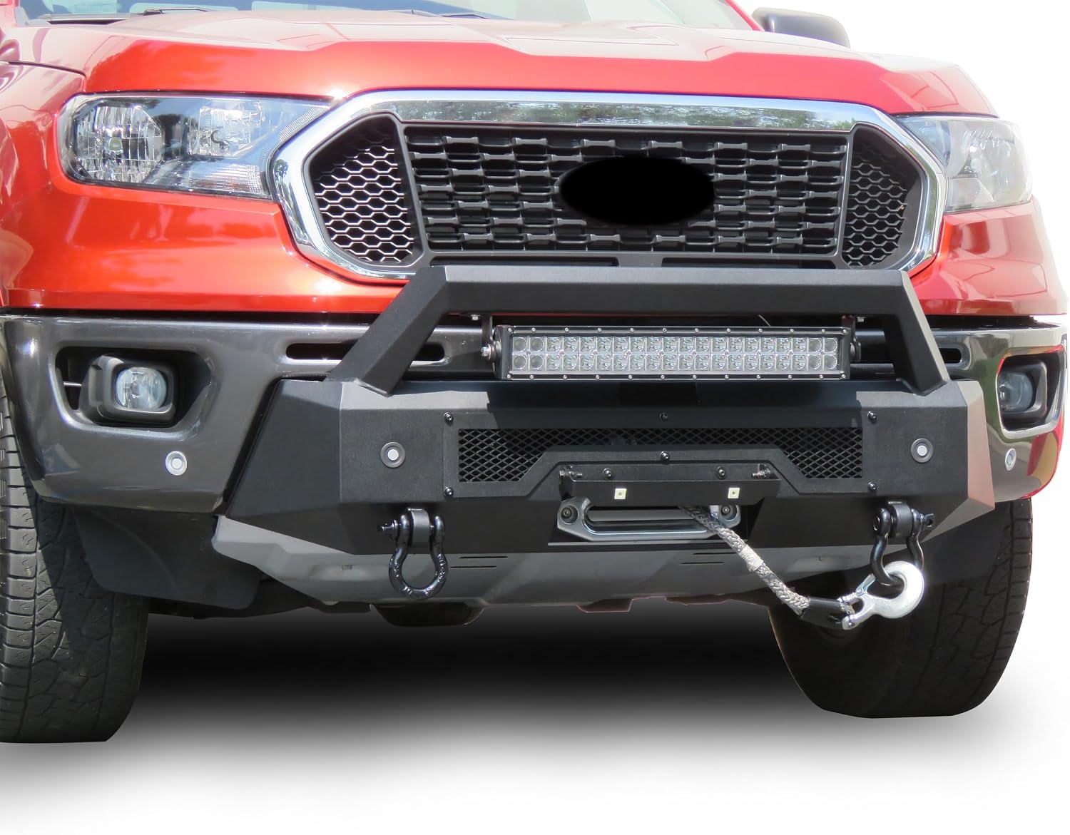 Black Horse Armour III Heavy Duty Front Winch Bumper Kit & Winch Textured Black Compatible with 2019-2023 Ford Ranger-AR3HD43-W12