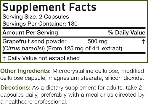 Miniatura 8 de Bronson Extracto de semilla de pomelo de 500 mg por porción Citrus Paradisi apoya la salud inmunológica y ayuda a mantener un tracto