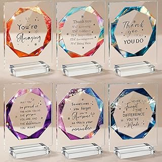 BreezeHug 6 Pcs Teacher Appreciation Gifts Award Bulk Employee Appreciation Gifts for Team Staff Coworker Acrylic Plaque Office Desk Decor Thank You Gift for Paraprofessional Farewell Retirement