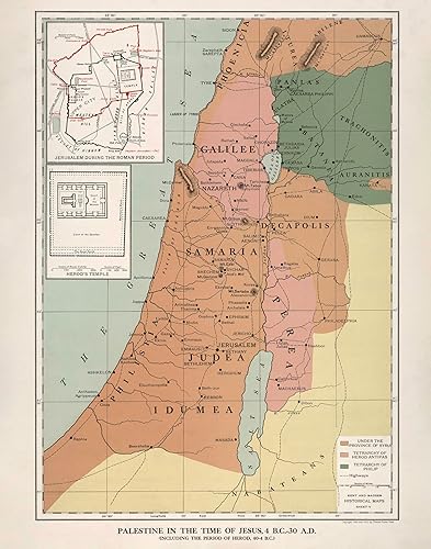 Miniatura 10 de Palestine in the Time of Jesus, 4 B.C. - 30 A.D. Map Bible Story Poster - 11x14 Unframed Art Print - Historical Ancient Map, Classic Gift for Map