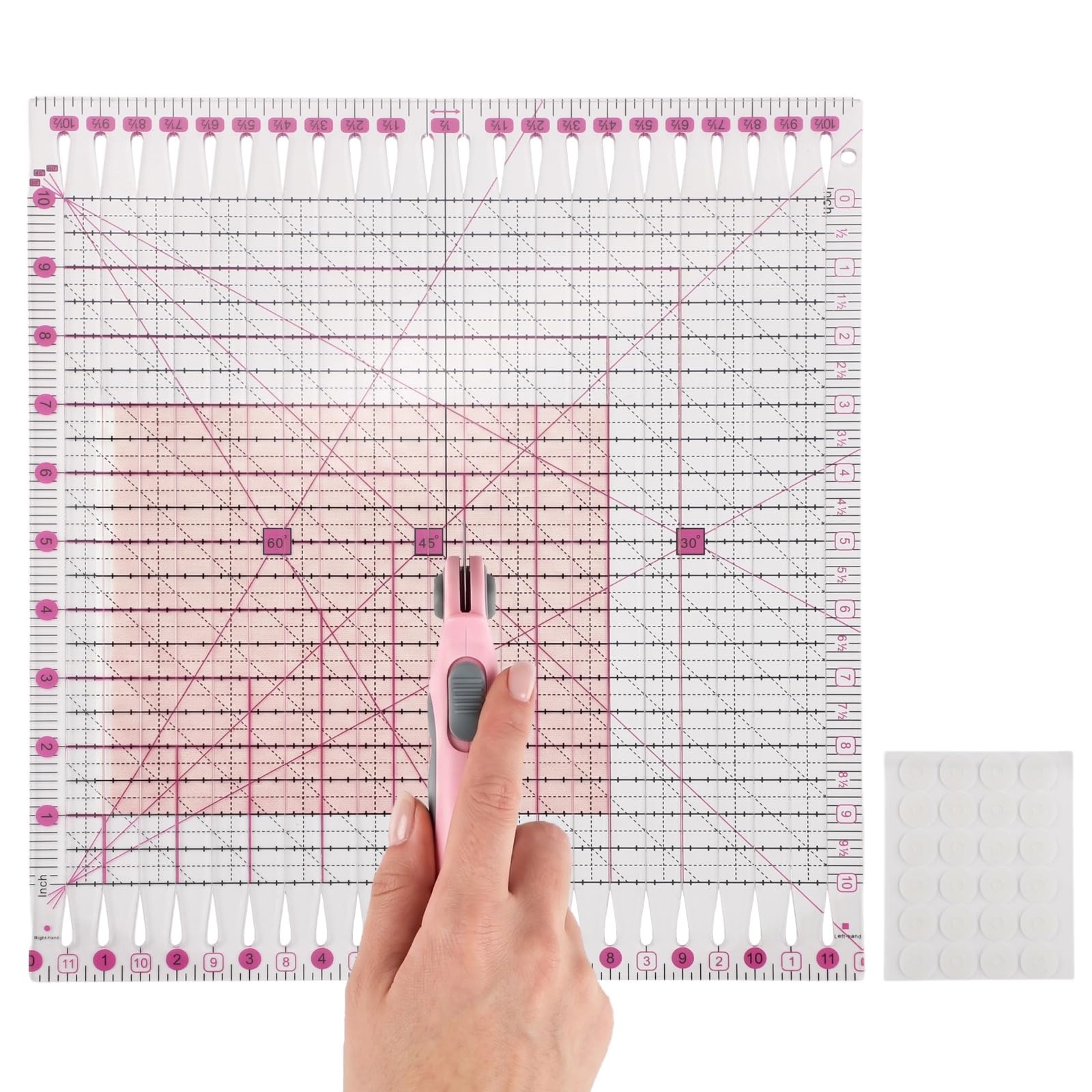 Règle de matelassage rose anti-glisse pour éviter les erreurs de coupe tissu