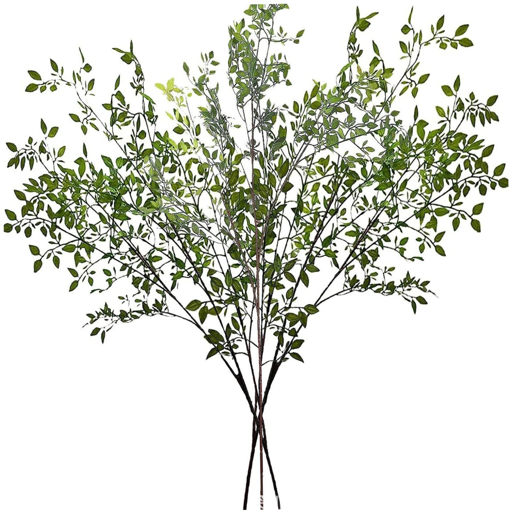 Ginwrek Greenery Stems 5 PCS Faux Stems, 43 Inch Realistic Faux Nandina Branches for Vase, Greenery for Home Wedding Office Decoration