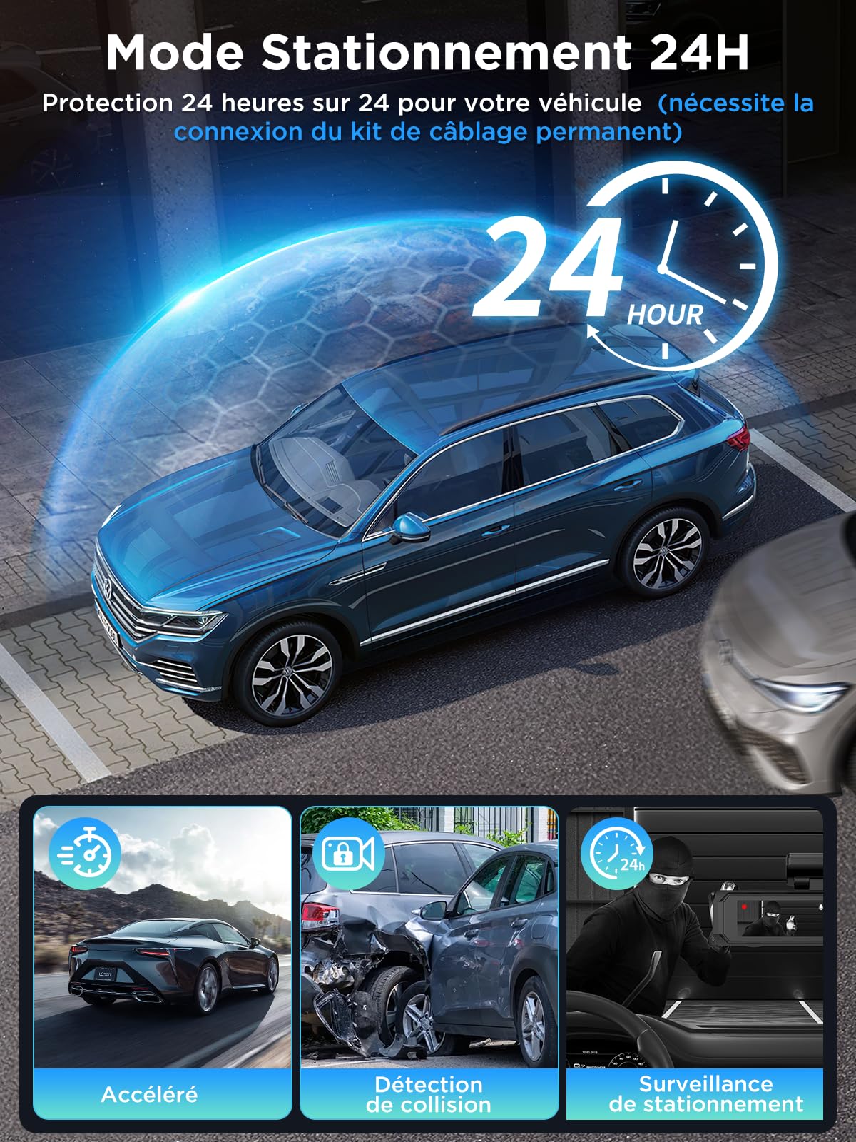 Penemay Dashcam Voiture Avant Arrière, 4K+1080P Camera Voiture, Carte SD 64G, 2,99'' IPS WiFi Caméra Embarquée Voiture avec Vision Nocturne, WDR, Grand Angle 170°, G-Capteur (B-T006)