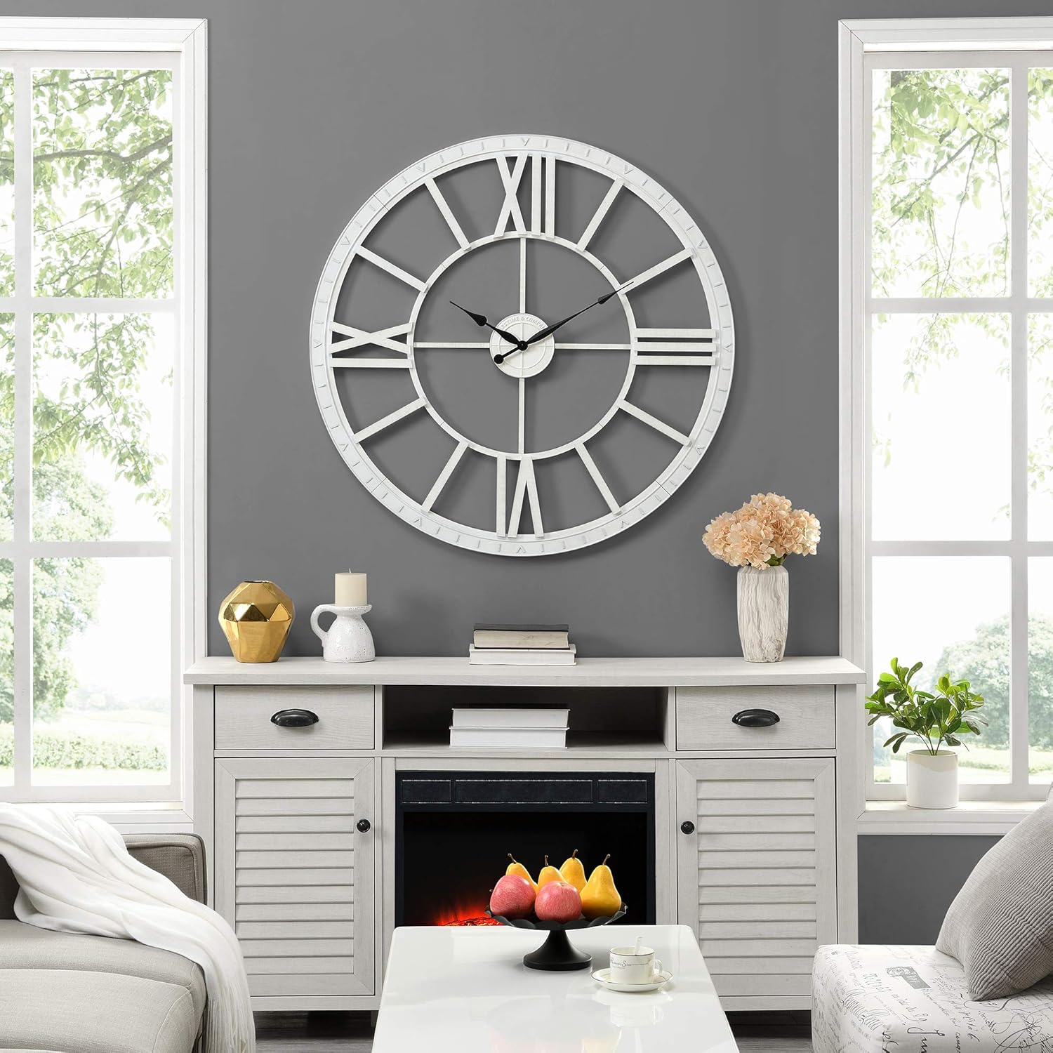 FirsTime & Co. Bronze Big Time Wall Clock, Large Vintage Decor for Living Room and Home Office, Round, Plastic, Farmhouse, 40 inches