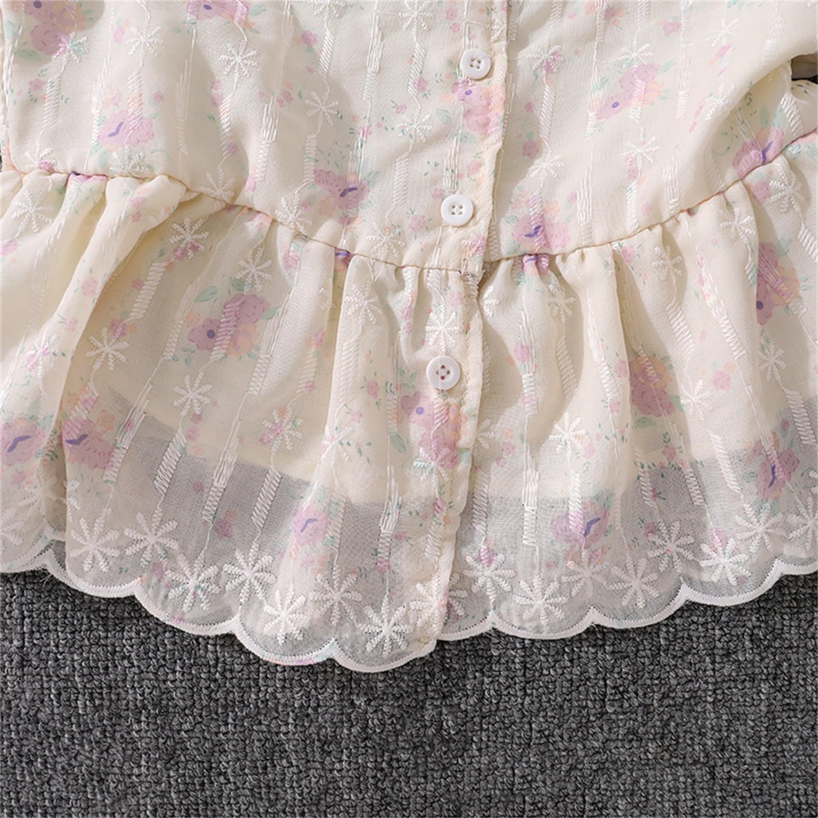 Conjunto de blusa de encaje para niña, top liso holgado informal con pantalones largos de pierna ancha.