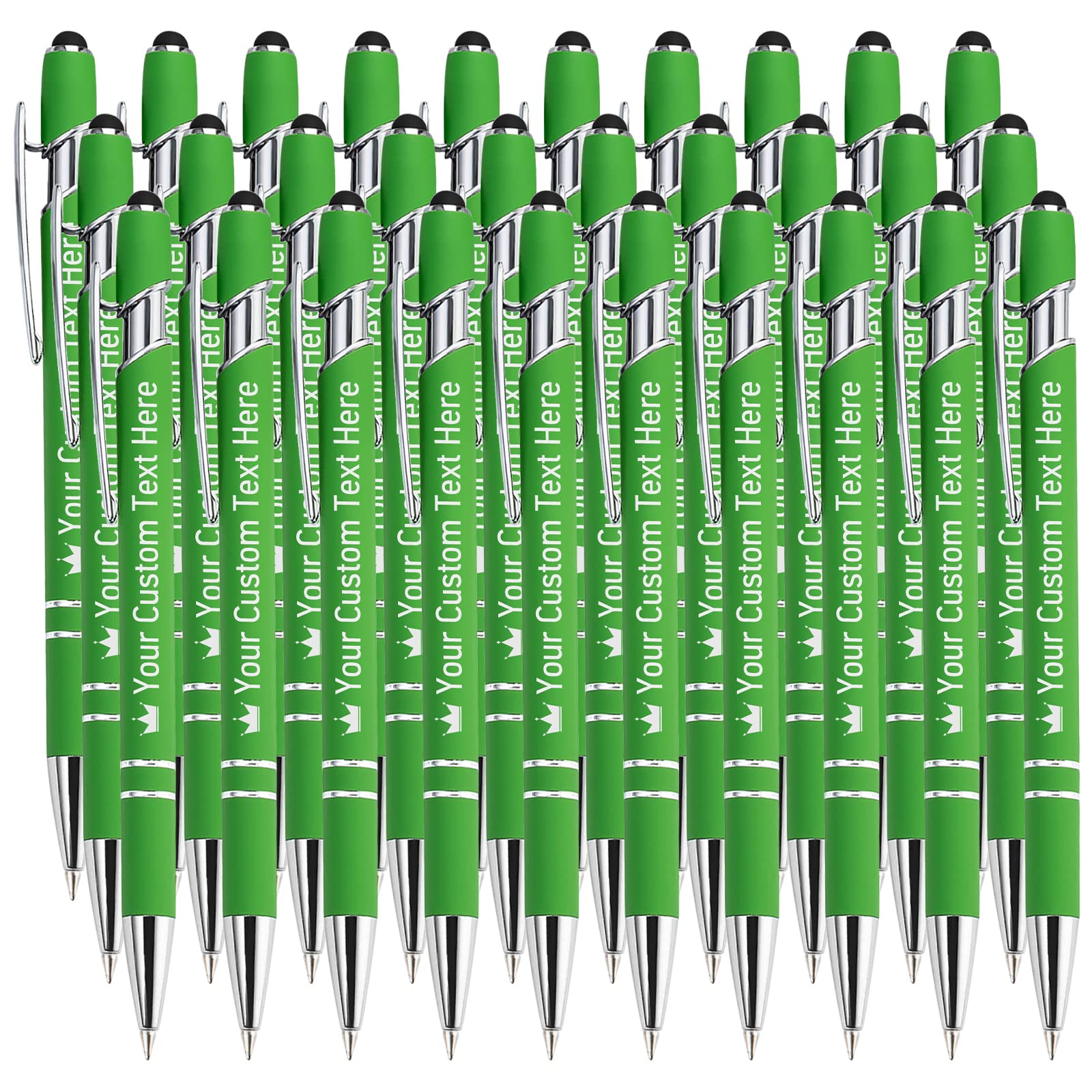 STREADVE Personalised Custom Pens with Name Engraved Logo Text Pen, Pack of 30 Customised Smooth Writing Pens Personalization Gift for Men Women Wedding Office Business Promotion, Light Green