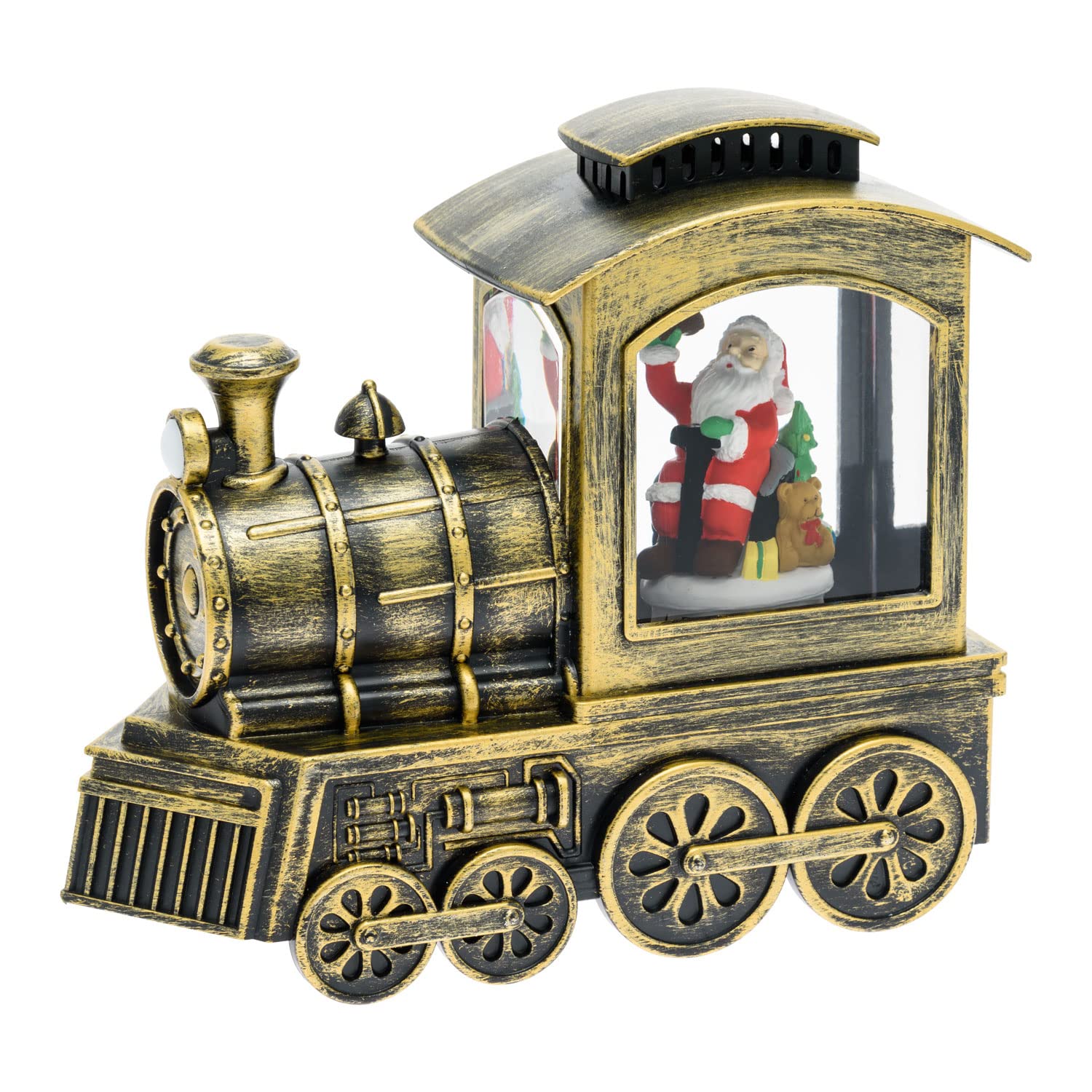 Locomotive Père Noël idée cadeau déco train de Noël lumineux 16 cm
