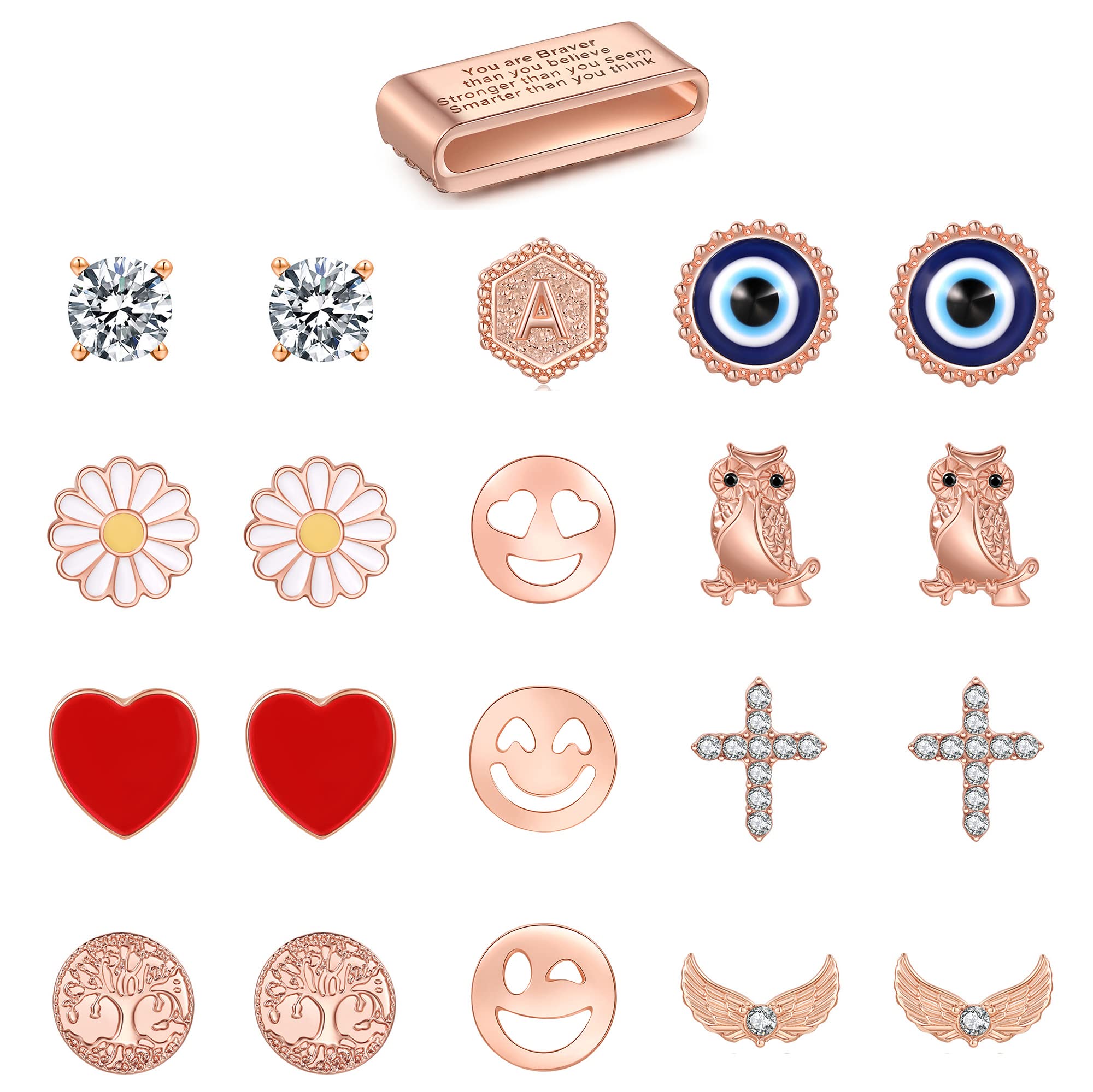 21 Pieces Apple Watch Band Charms with 20 Studs & 1 Inspirational Ring Loop, Compatible with Apple Watch Silicone Bands 45mm 44mm 42mm 41mm 40mm 38mm Metal Charms for iWatch Series 8 7 6 5 4 3 2 1