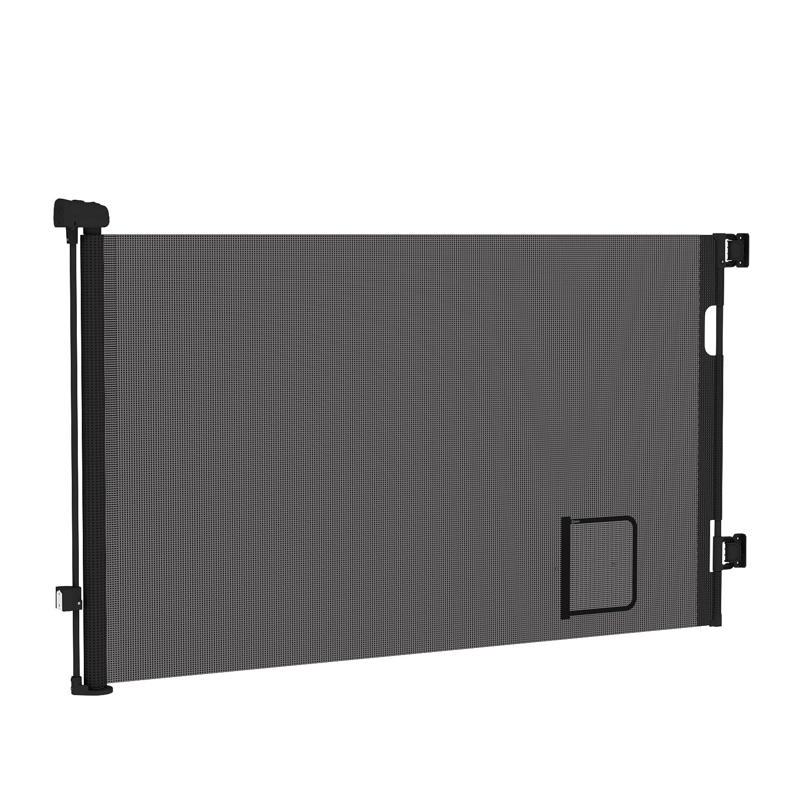 Rejilla de protección para escaleras extensible de 0 a 150 cm, con solapa para gatos, rejilla de protección para puerta, barrera para bebés, rejilla de protección para bebés y mascotas (negro)