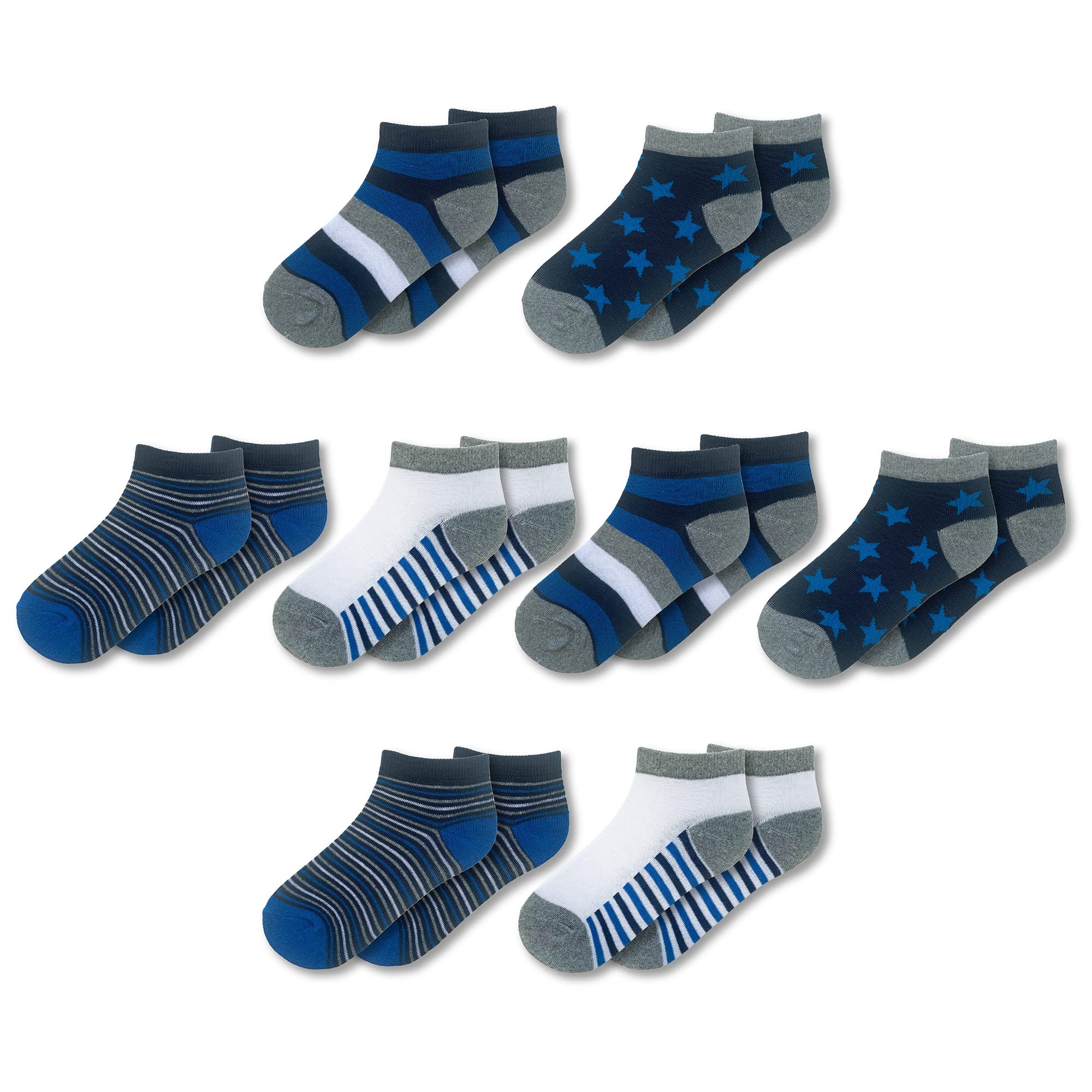 Boys TEW 8 Pack Design Trainer Liner Socks - UK 12.5-3.5/EU 31.5-36