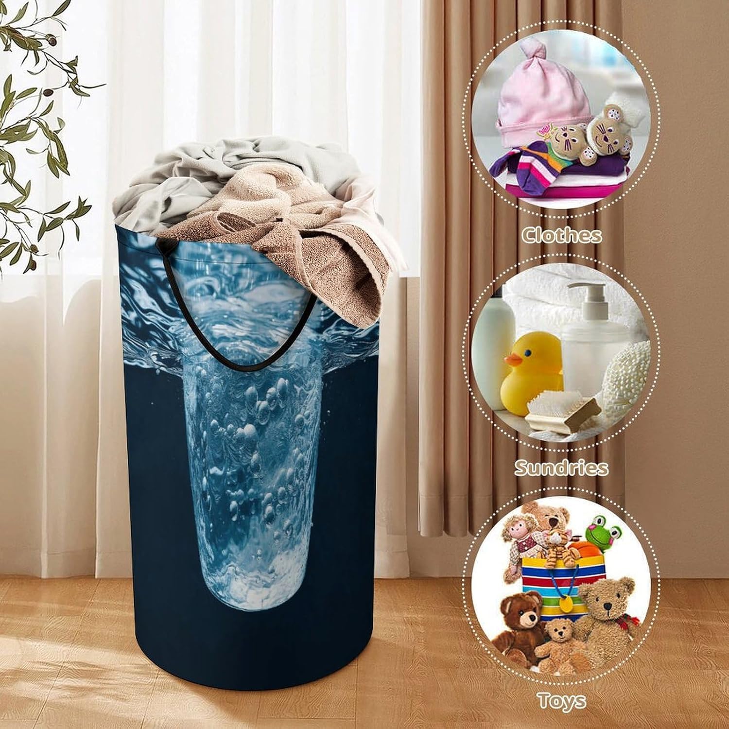 Water Laundry Hamper Large Collapsible Laundry Basket with Handles Waterproof Clothes Hamper Portable Dirty Clothes Basket for Bedroom Laundry Room Closet Bathroom
