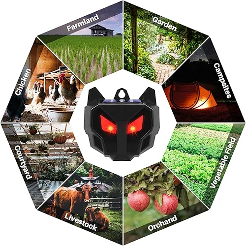 Miniatura 7 de Paquete de 4 repelentes solares de animales al aire libre con luces LED rojas, protector nocturno, repelente de depredadores de animales para