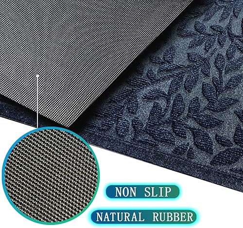 Miniatura 3 de Bulijojo Tapete de entrada frontal, duradero, resistente, tapete de bienvenida grueso, absorbente, de goma natural, antideslizante, fácil de