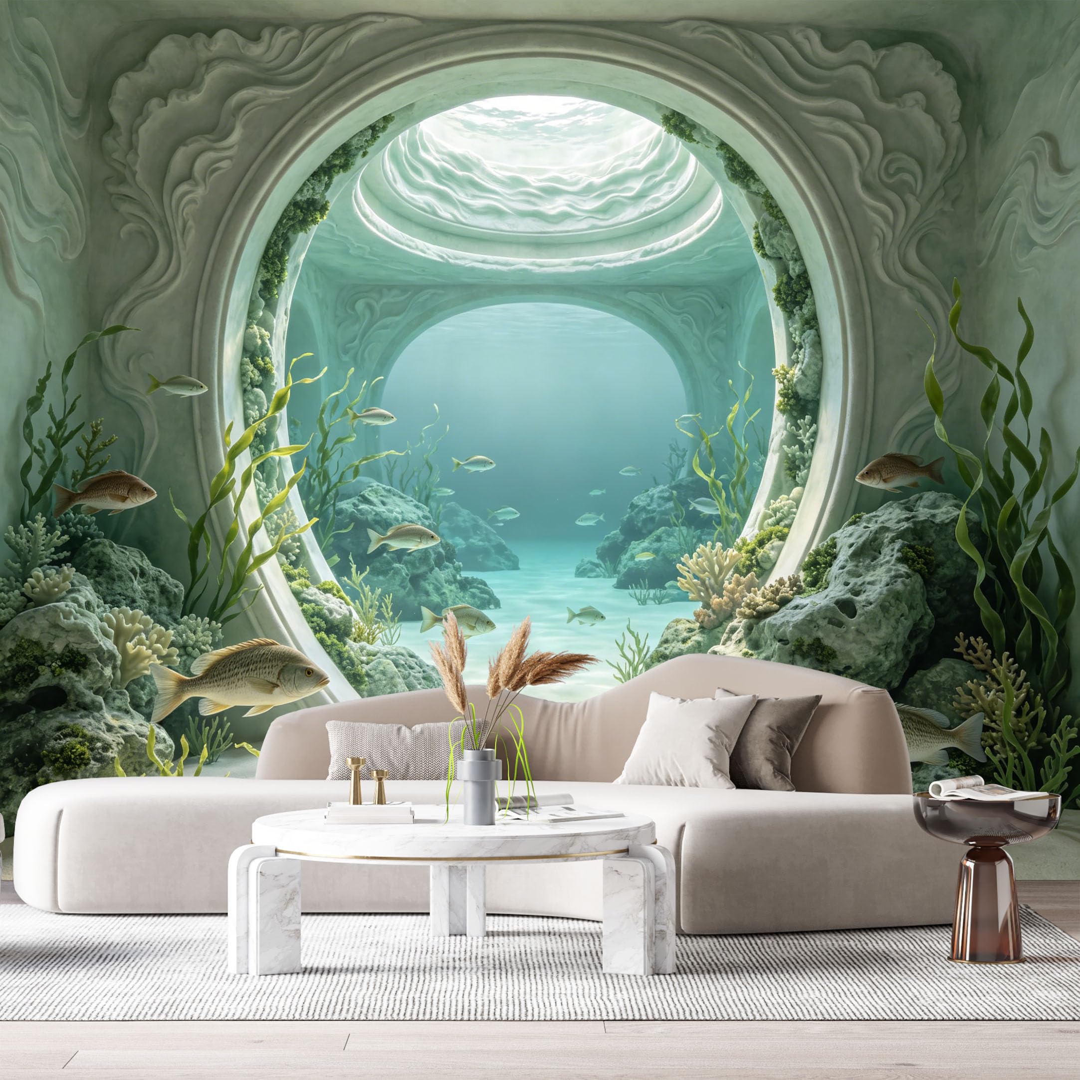 Custom Size Wall Murals Underwater Ocean Marine View 3D Trompe L'Oeil SelfAdhesiveWall Fabric Removable Wallpaper Wall Decor for Living Room Bedroom Bathroom