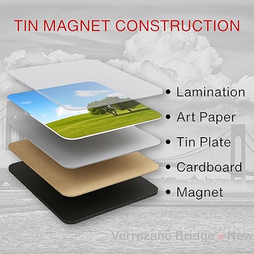 Miniatura 4 de Imán Verrazzano Bridge NYC – Recuerdo de metal blanco y negro de 3.5 x 2.5 pulgadas con foto Cloudscape de alta resolución – Colección ArtMalore New