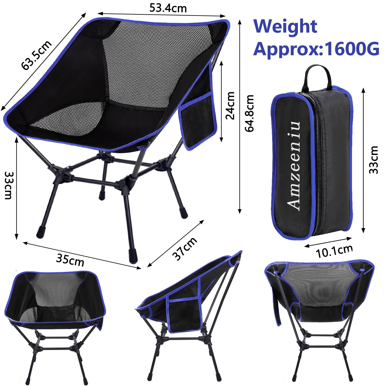 Sedia Campeggio Pieghevole con Borsa da Trasporto Portatile per Picnic Esterni Giardino Spiaggia