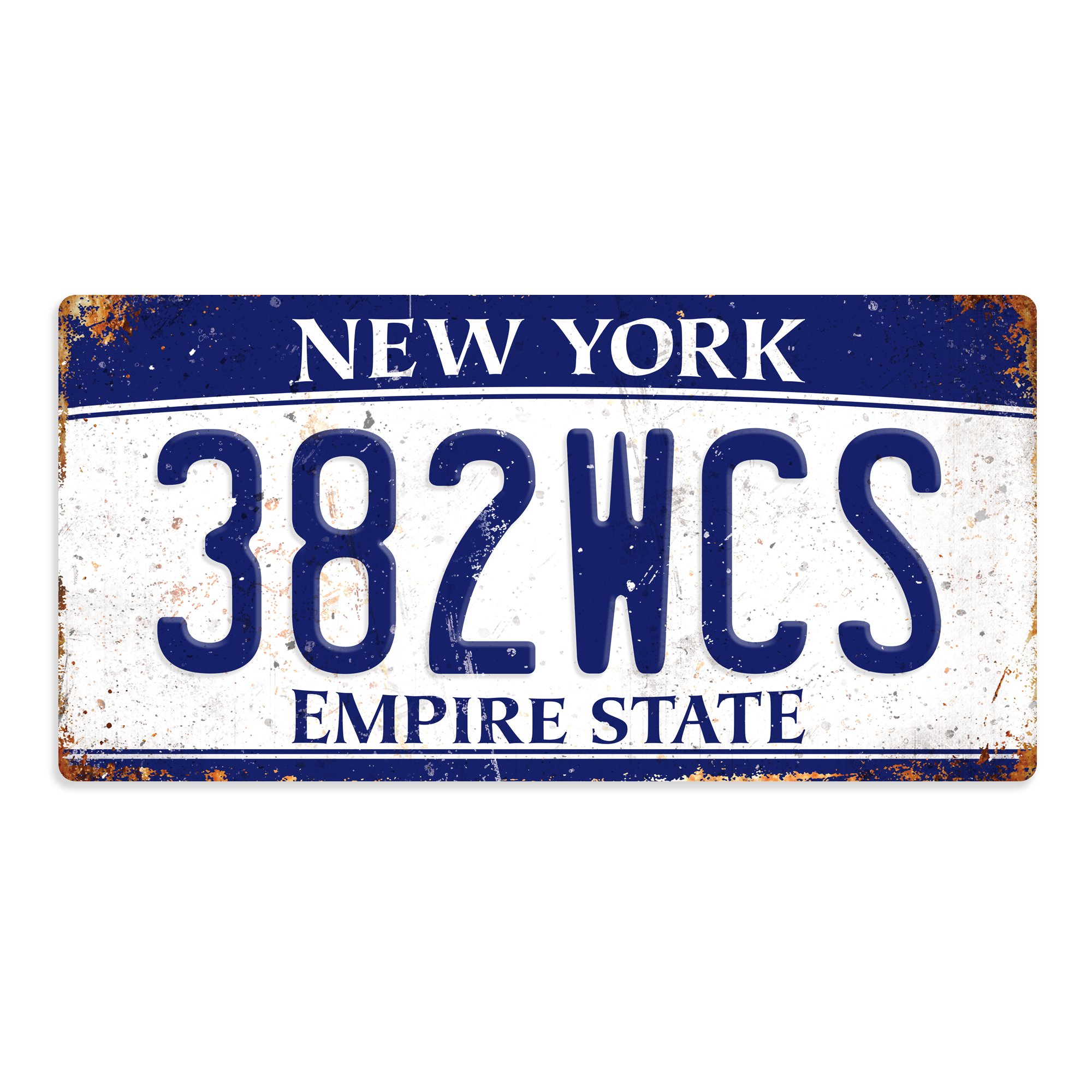WTF | American Number Plates – New York Empire State | Sticky-Pads - Metal Wall Sign Plaque Art Inspirational