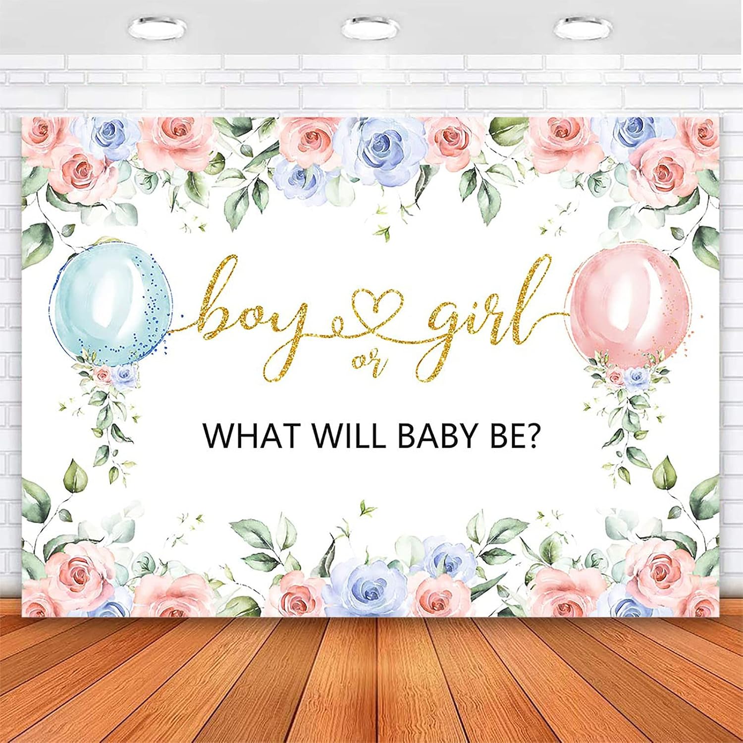 Avezano Gender Reveal Backdrop Blue and Blush Pink Balloon Floral Boy or Girl Gender Reveal Banner What Will Baby Be Baby Shower Party Decorations Cake Table Photo Booth (8x6ft)