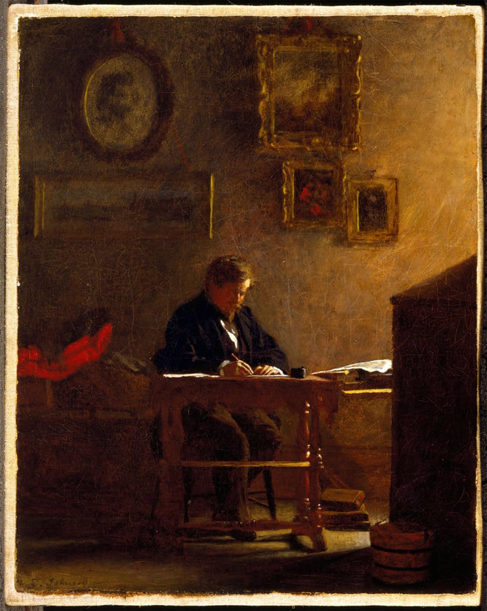 ARTXLXXBN Famous Painting Art Wall Decor Abstract Art Picture Self-portrait by Eastman Johnson Animal Pictures for Home Decor 60x90cm
