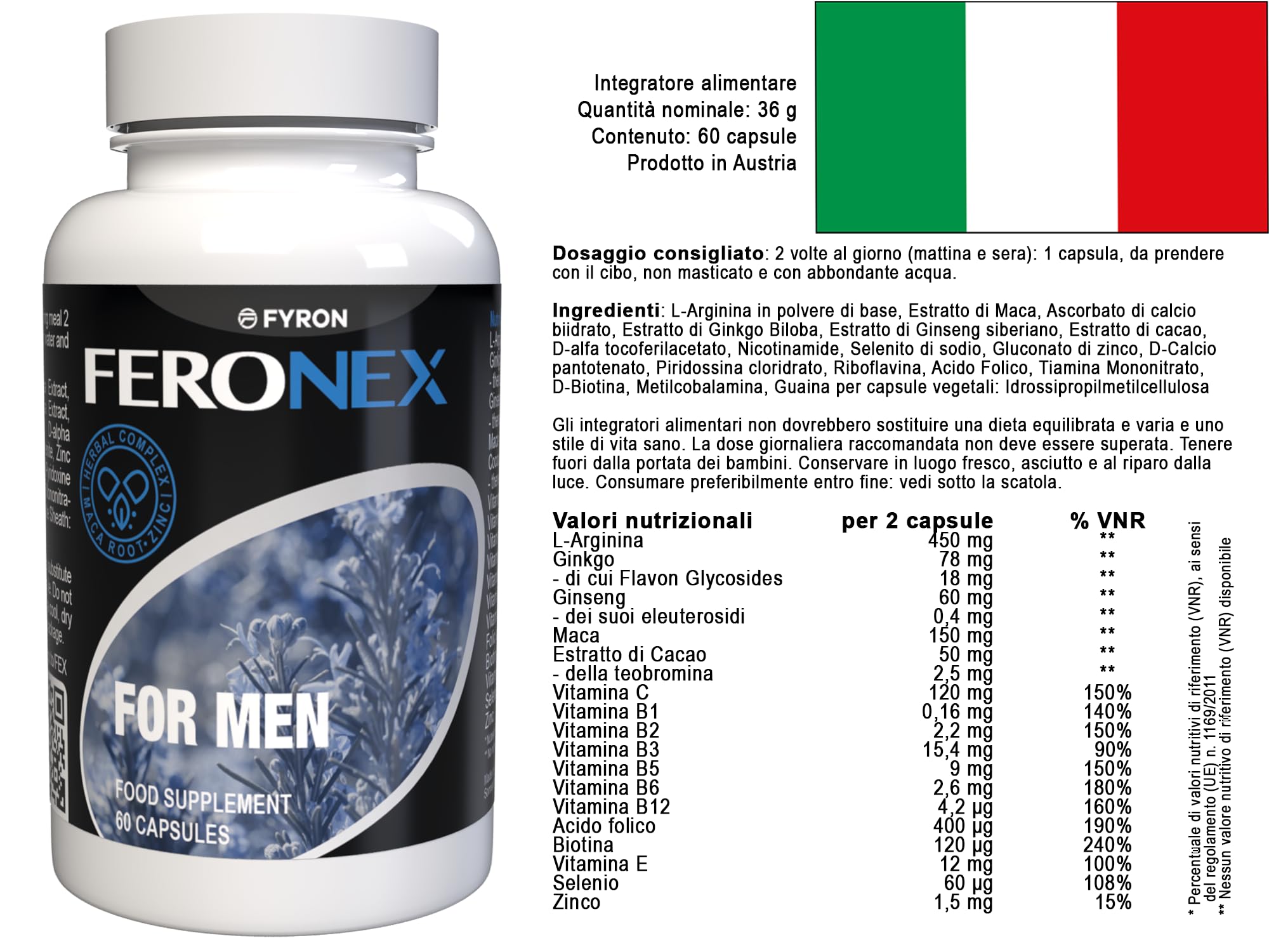 Feronex per gli uomini - 180 Capsule (3x 60 Capsule), Confezione da 3