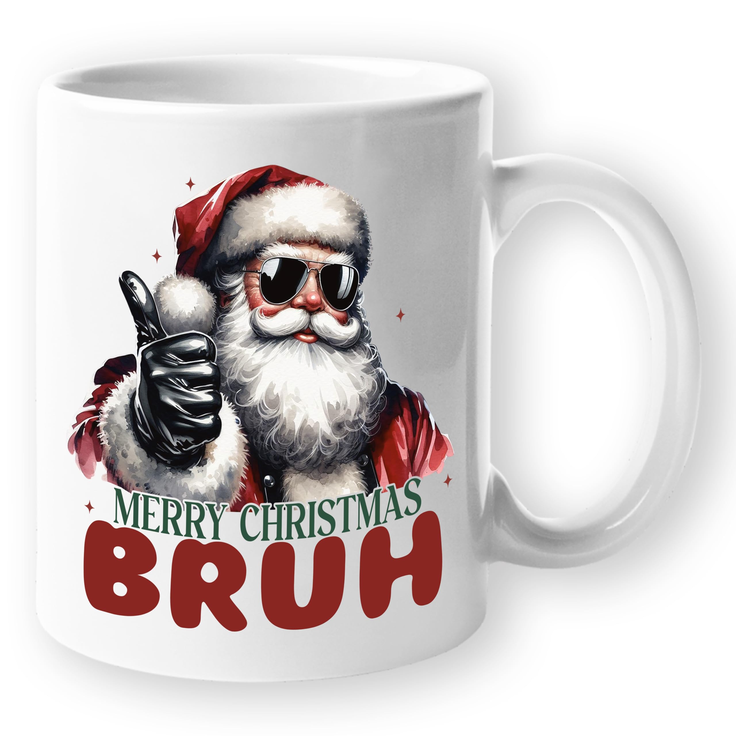 JPs Parcels Funny Novelty Christmas Coffee Cup - Merry Christmas Bruh - Ceramic 11oz Hot Beverage Mug -