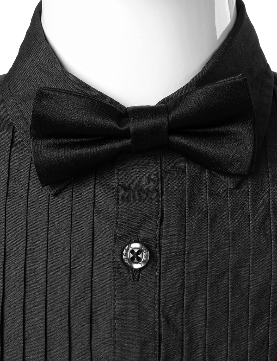 JOGAL Boys Dress Shirts Kids Pleated Tuxedo Shirt with Bow Tie for 6-14 Years Old Boys Button Down Shirt - Image 3