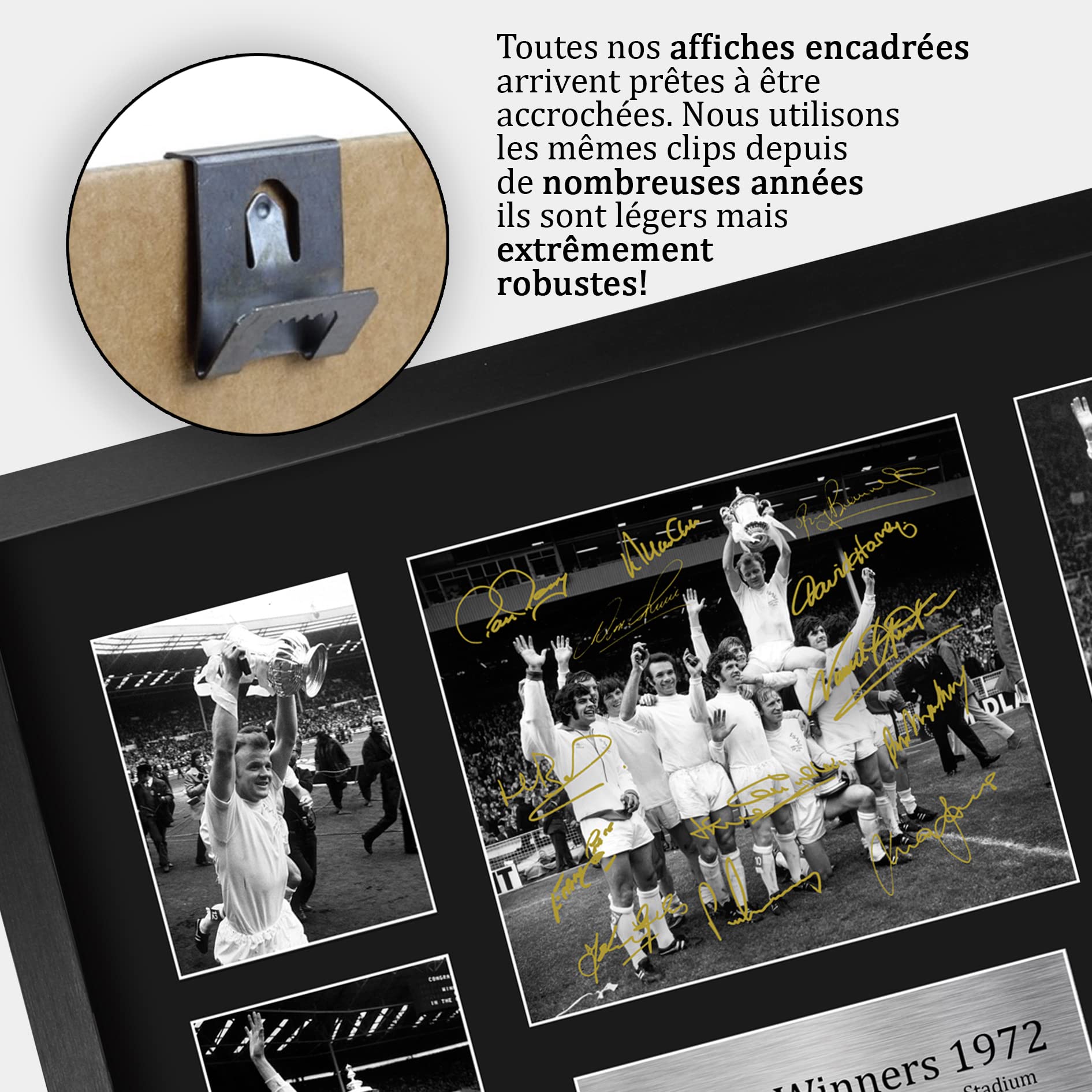 HWC Trading FR A3 1972 FA Cup Winners Leeds United Affiche autographe signée de souvenirs imprimés pour les fans de football et les supporters - A3 Encadré